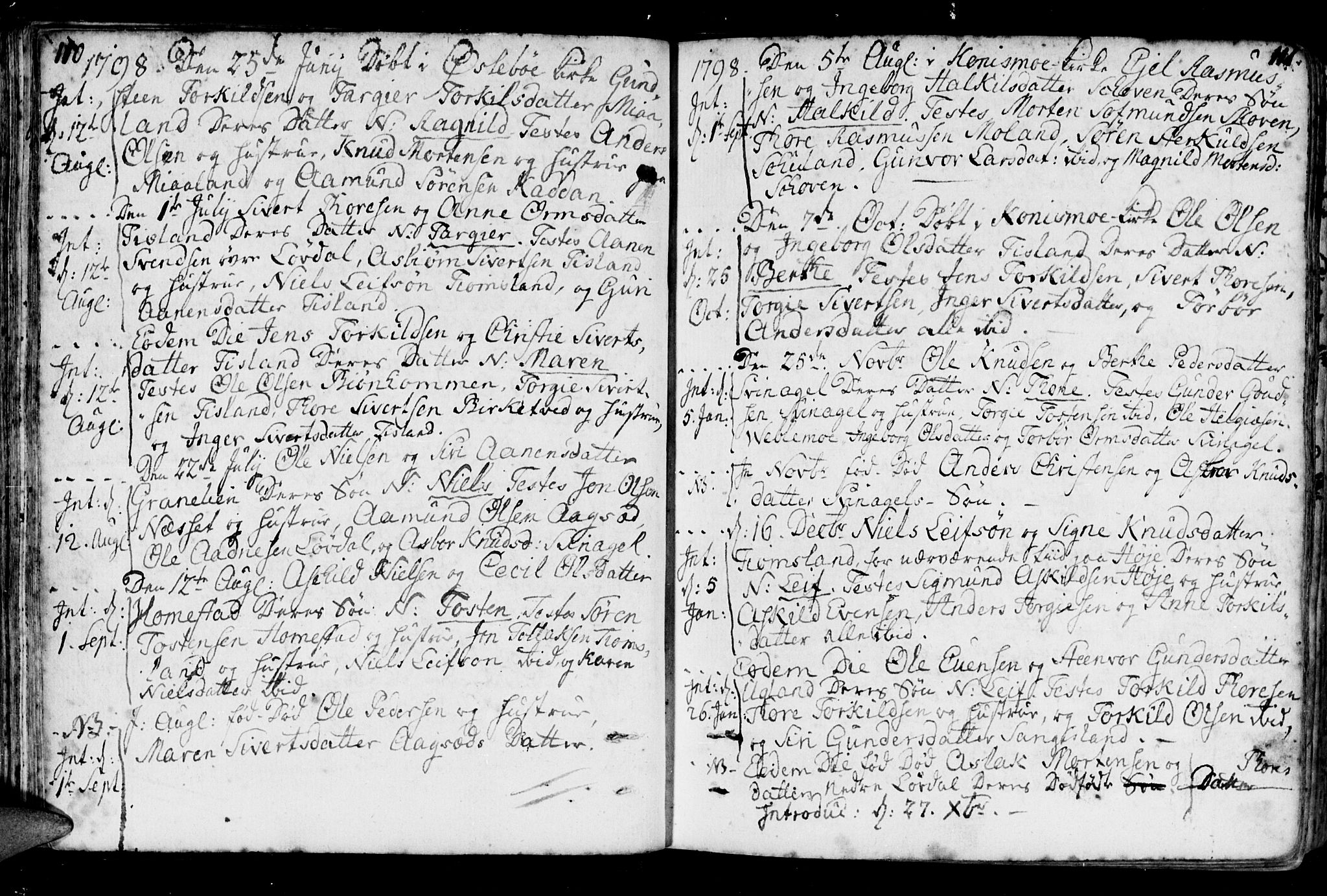 Holum sokneprestkontor, SAK/1111-0022/F/Fa/Fab/L0004: Parish register (official) no. A 4, 1774-1847, p. 110-111