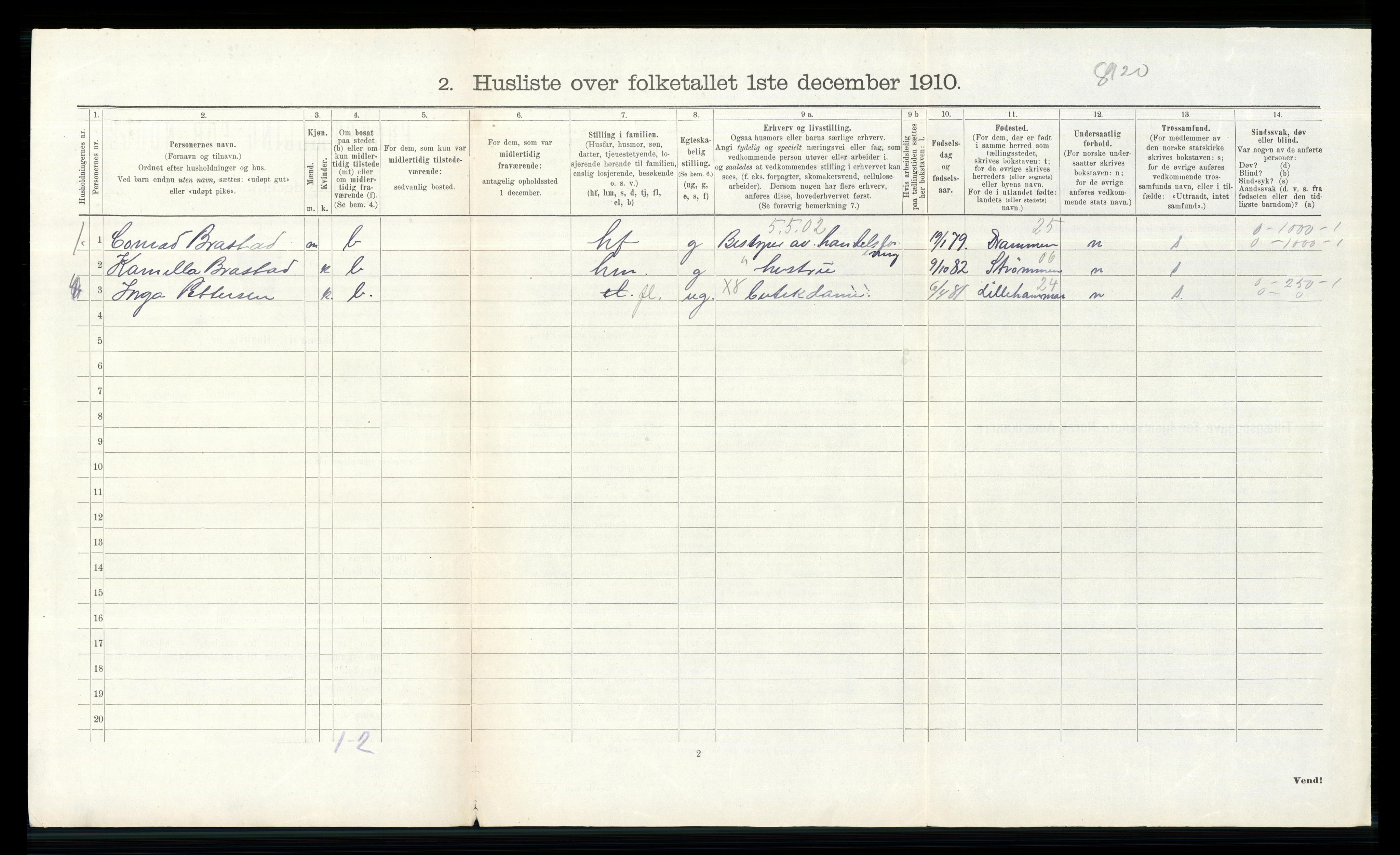 RA, 1910 census for Hurum, 1910, p. 585