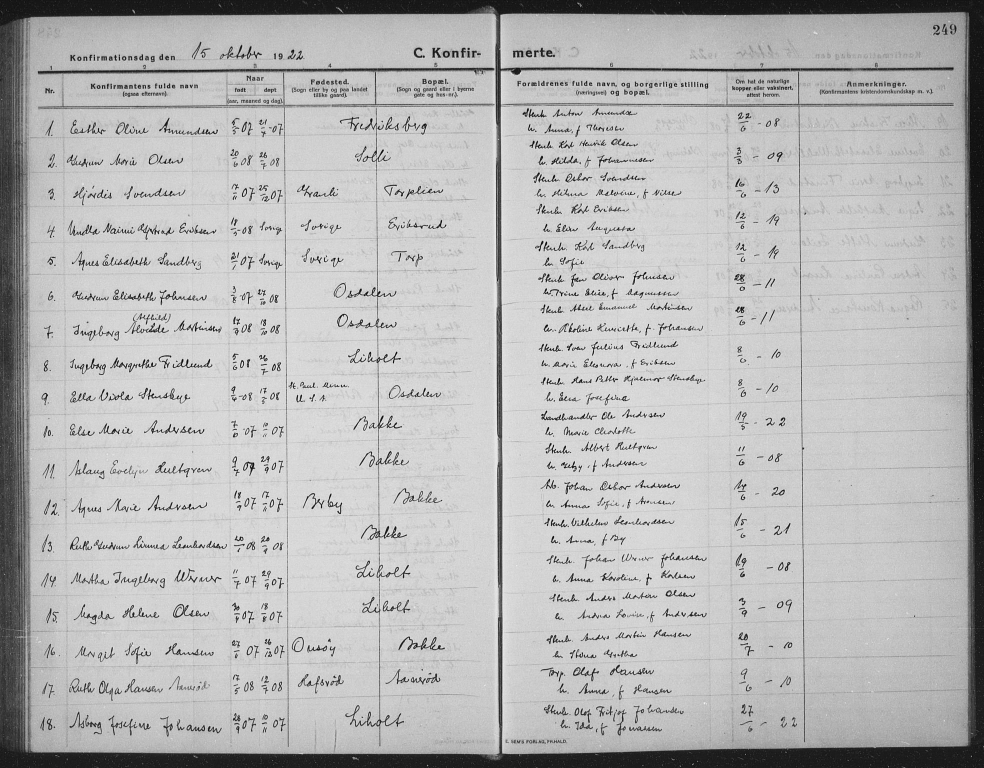 Idd prestekontor Kirkebøker, SAO/A-10911/G/Gb/L0003: Parish register (copy) no. II 3, 1914-1940, p. 249