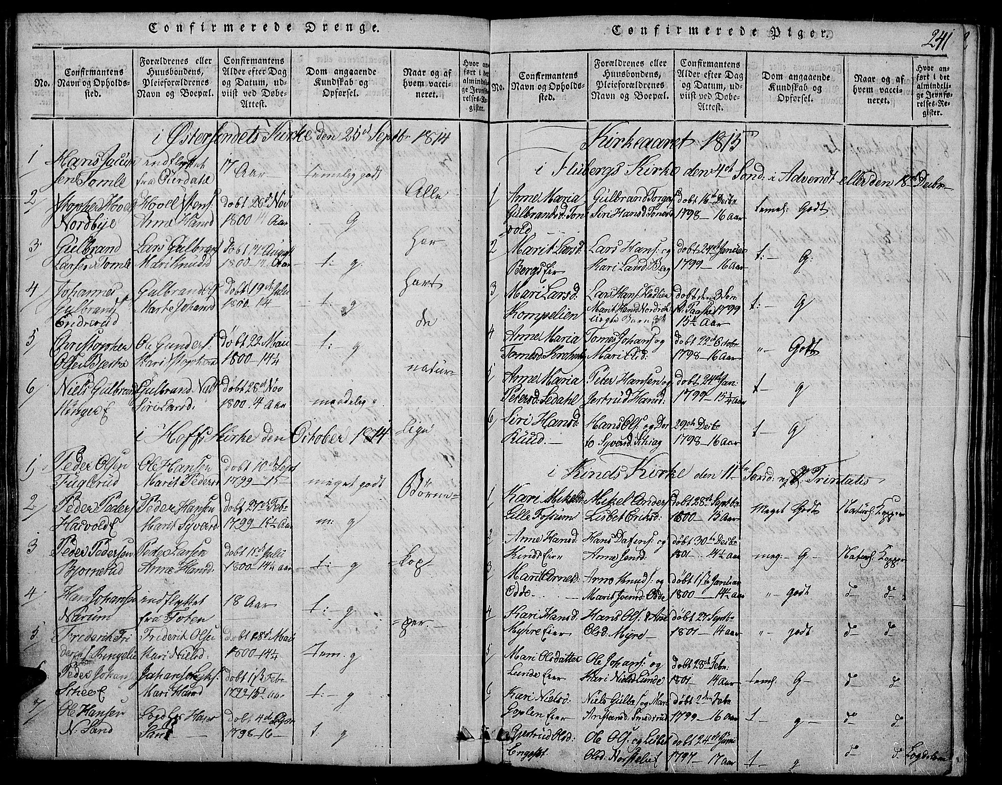 Land prestekontor, SAH/PREST-120/H/Ha/Haa/L0007: Parish register (official) no. 7, 1814-1830, p. 241