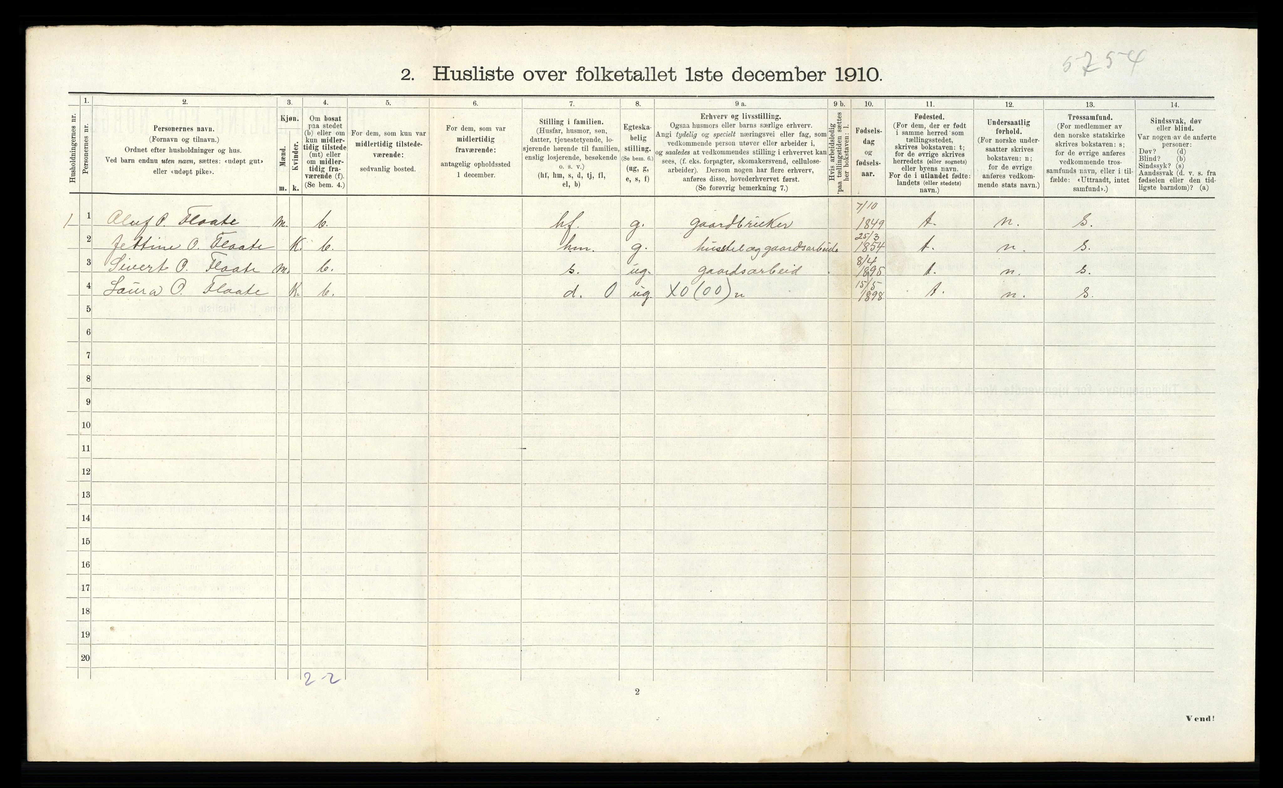 RA, 1910 census for Hjørundfjord, 1910, p. 595