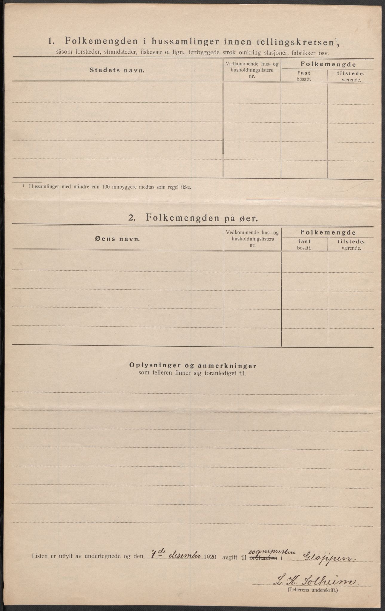 SAB, 1920 census for Gloppen, 1920, p. 11