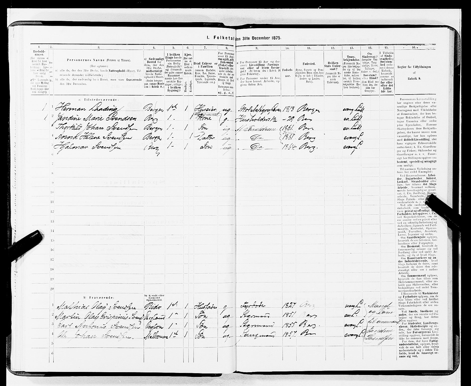 SAB, 1875 census for 1301 Bergen, 1875, p. 1239