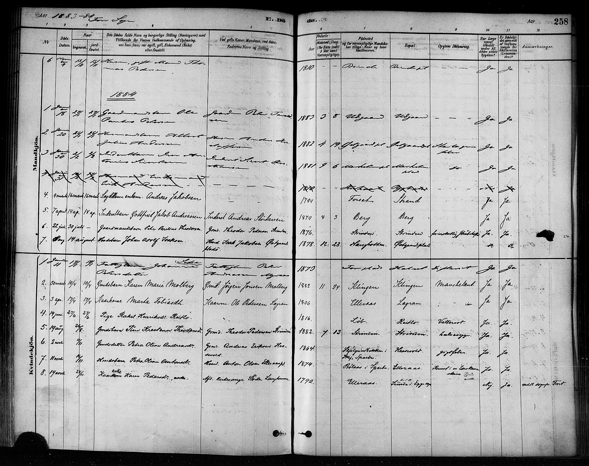 Ministerialprotokoller, klokkerbøker og fødselsregistre - Nord-Trøndelag, SAT/A-1458/746/L0448: Parish register (official) no. 746A07 /1, 1878-1900, p. 258