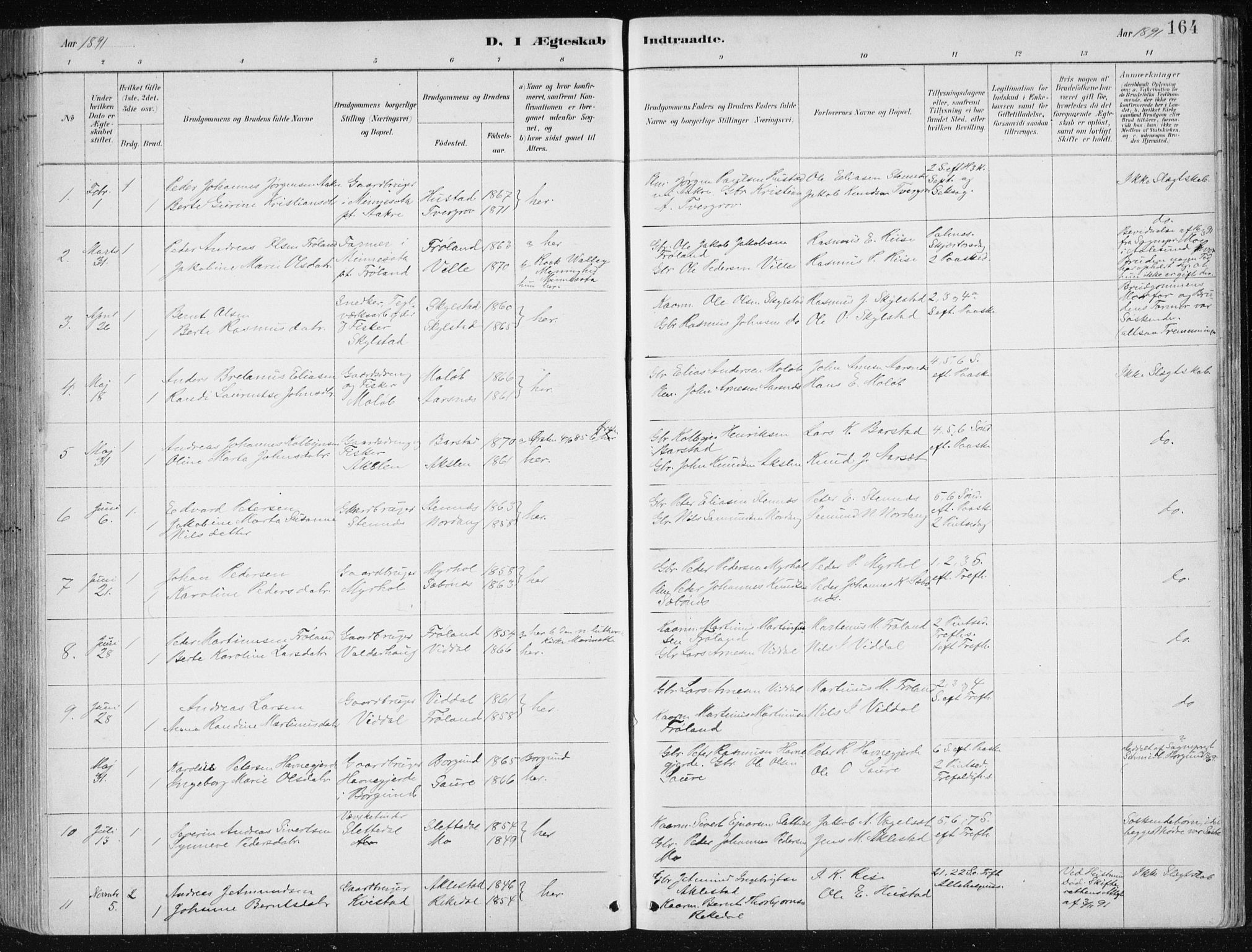 Ministerialprotokoller, klokkerbøker og fødselsregistre - Møre og Romsdal, AV/SAT-A-1454/515/L0215: Parish register (copy) no. 515C02, 1884-1906, p. 164