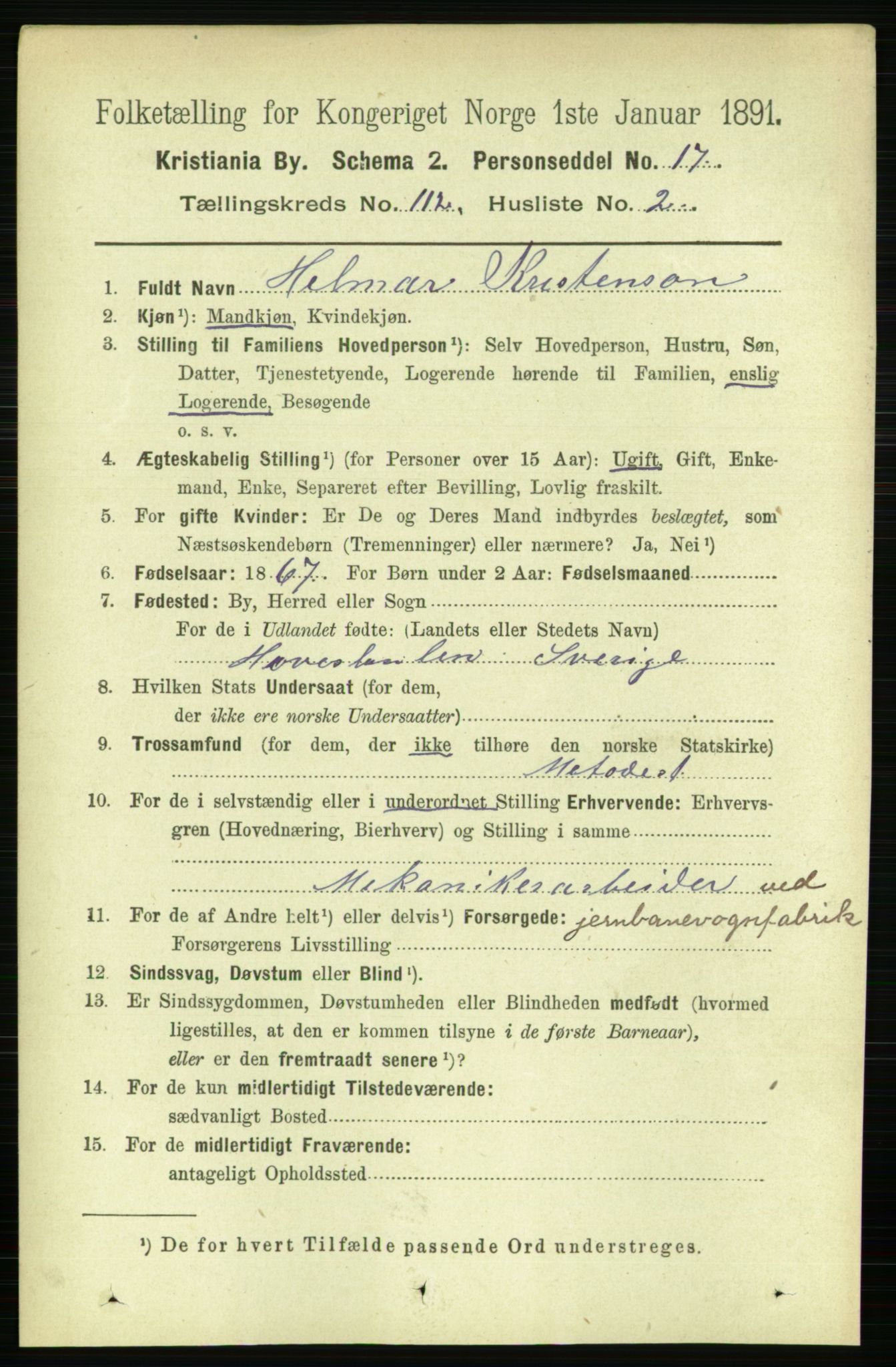 RA, 1891 census for 0301 Kristiania, 1891, p. 59045