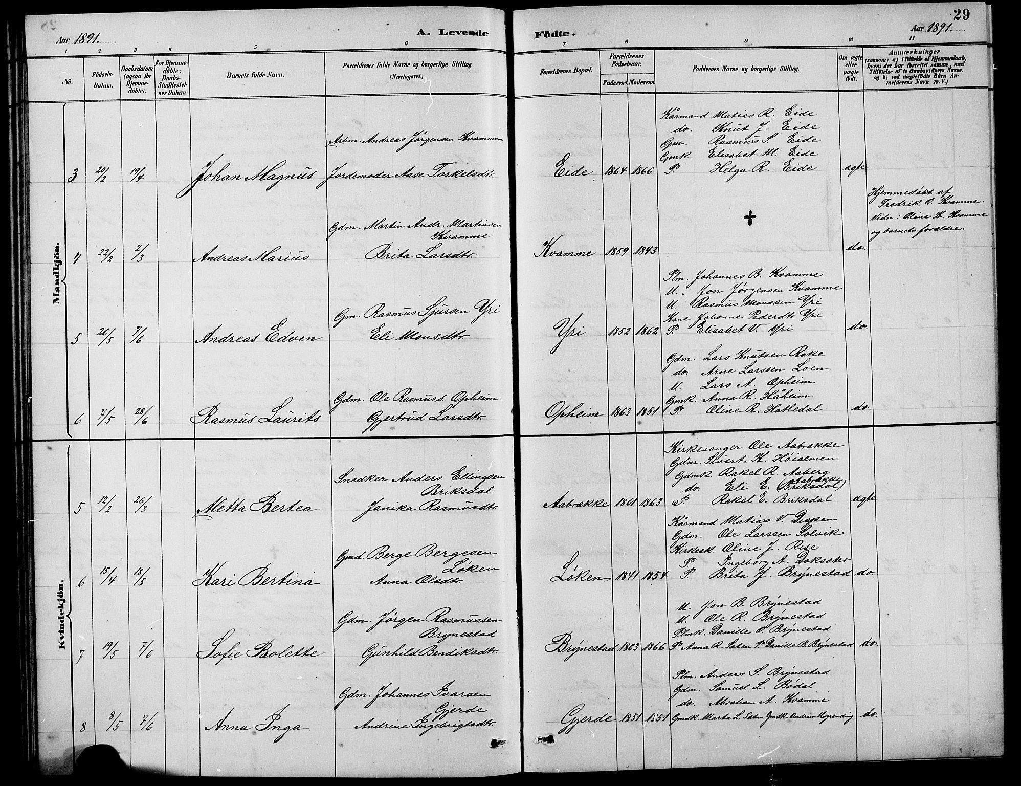 Innvik sokneprestembete, SAB/A-80501: Parish register (copy) no. B 3, 1886-1897, p. 29