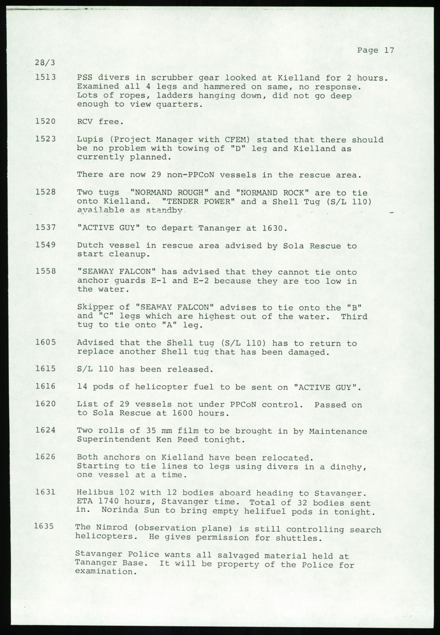 Justisdepartementet, Granskningskommisjonen ved Alexander Kielland-ulykken 27.3.1980, AV/RA-S-1165/D/L0017: P Hjelpefartøy (Doku.liste + P1-P6 av 6)/Q Hovedredningssentralen (Q0-Q27 av 27), 1980-1981, p. 81