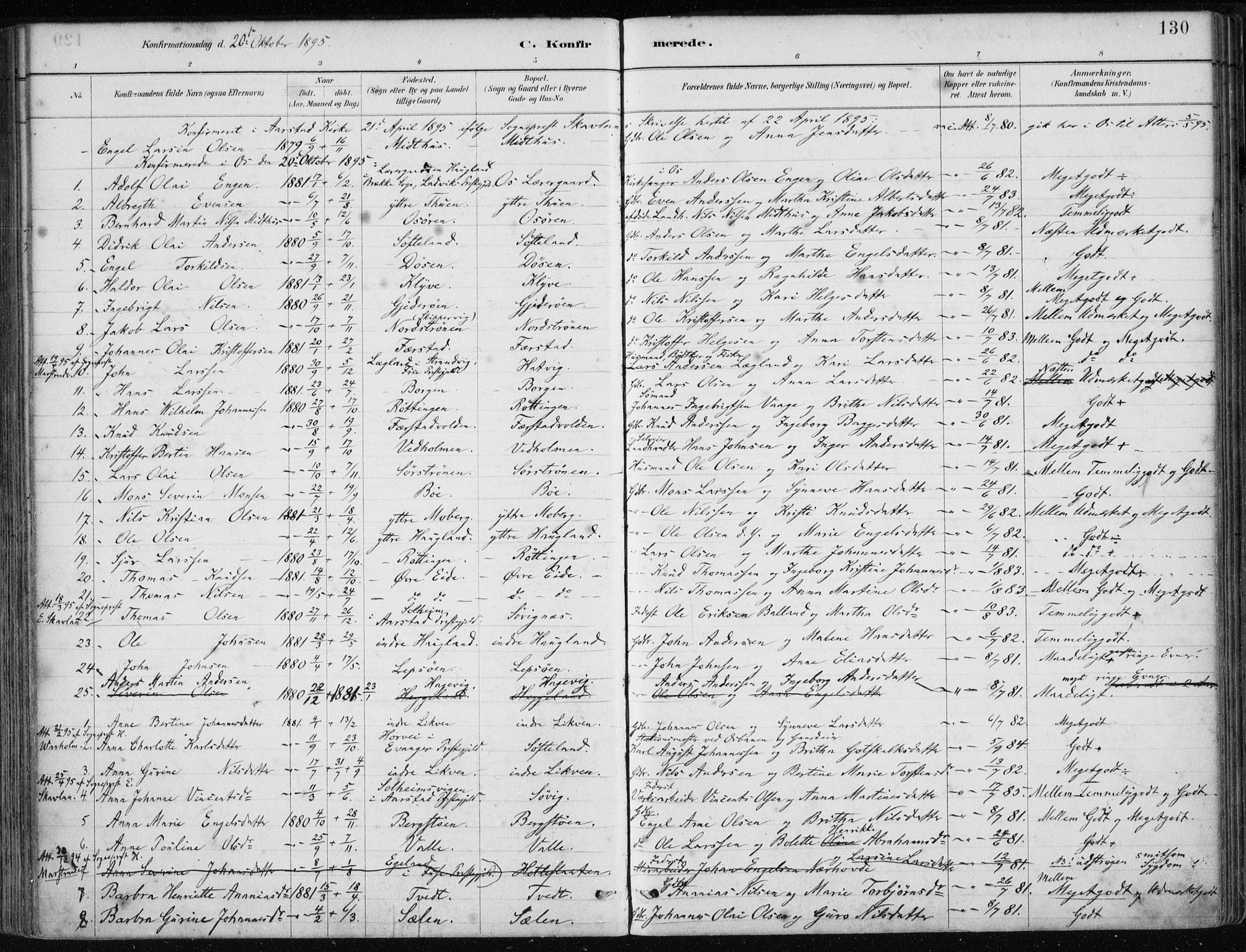 Os sokneprestembete, SAB/A-99929: Parish register (official) no. B 1, 1885-1902, p. 130