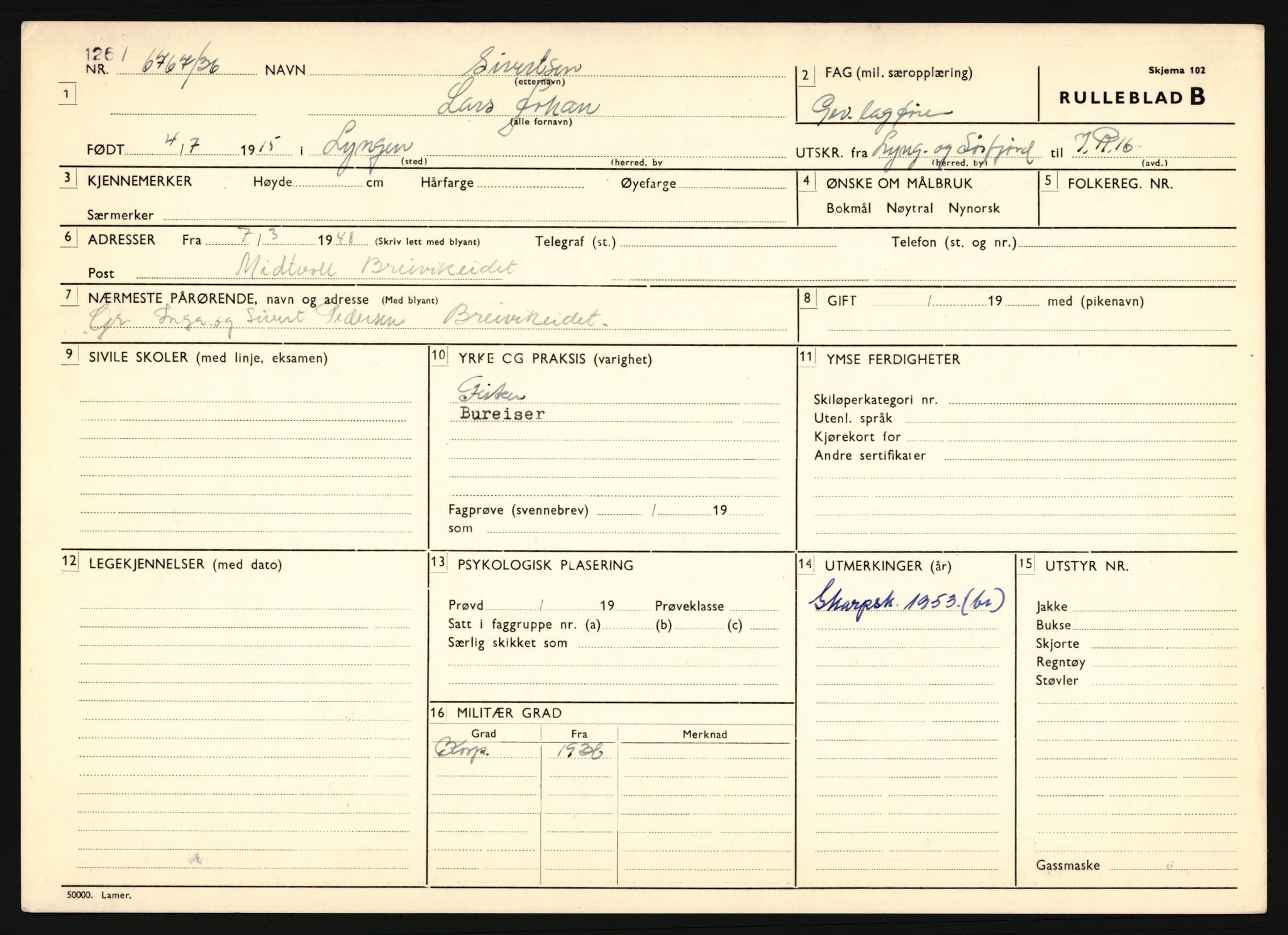 Forsvaret, Troms infanteriregiment nr. 16, AV/RA-RAFA-3146/P/Pa/L0020: Rulleblad for regimentets menige mannskaper, årsklasse 1936, 1936, p. 1205