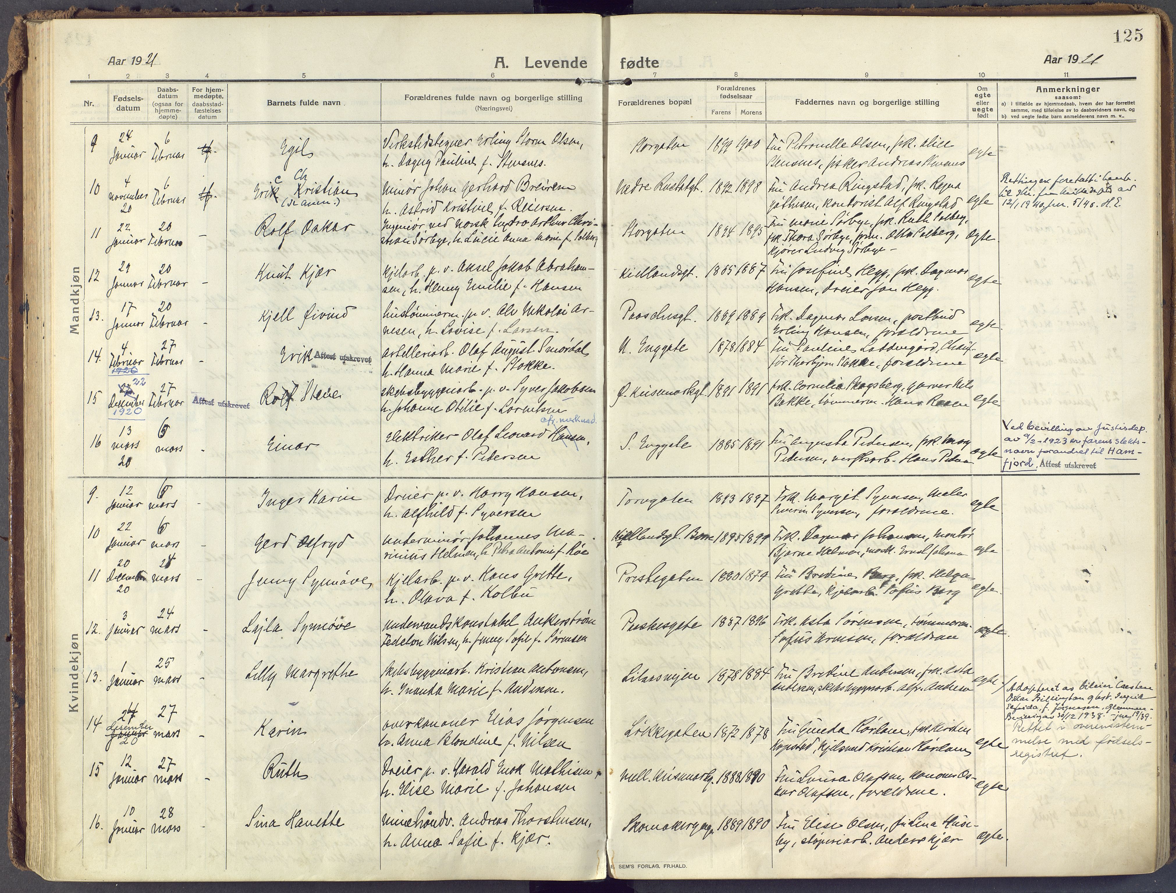 Horten kirkebøker, SAKO/A-348/F/Fa/L0012: Parish register (official) no. 12, 1913-1926, p. 125