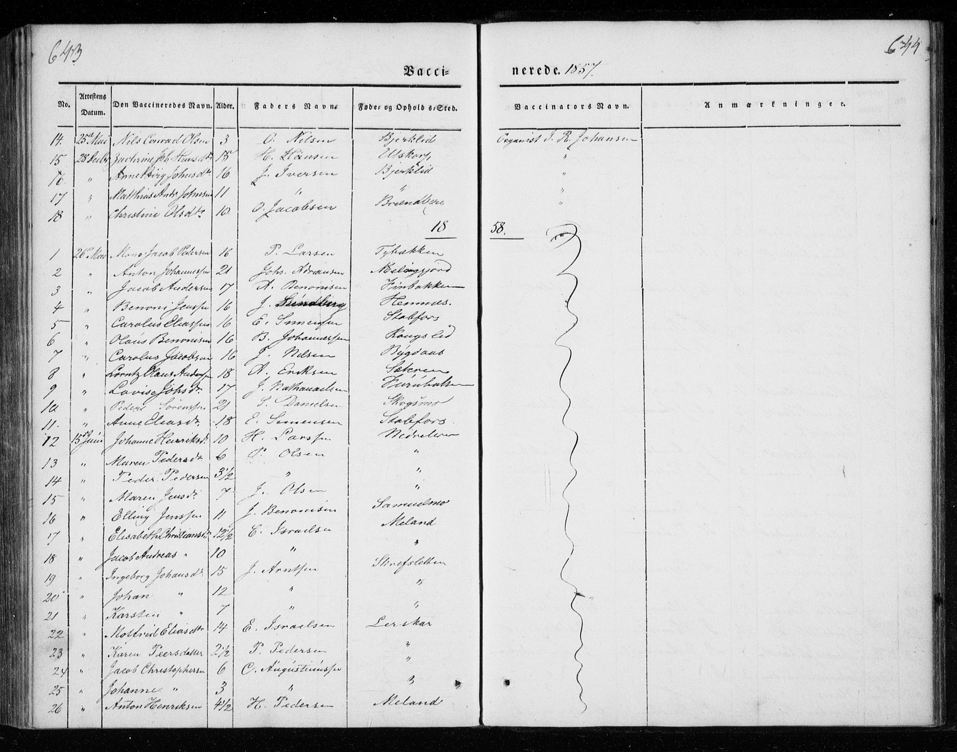 Ministerialprotokoller, klokkerbøker og fødselsregistre - Nordland, AV/SAT-A-1459/825/L0355: Parish register (official) no. 825A09, 1842-1863, p. 643-644