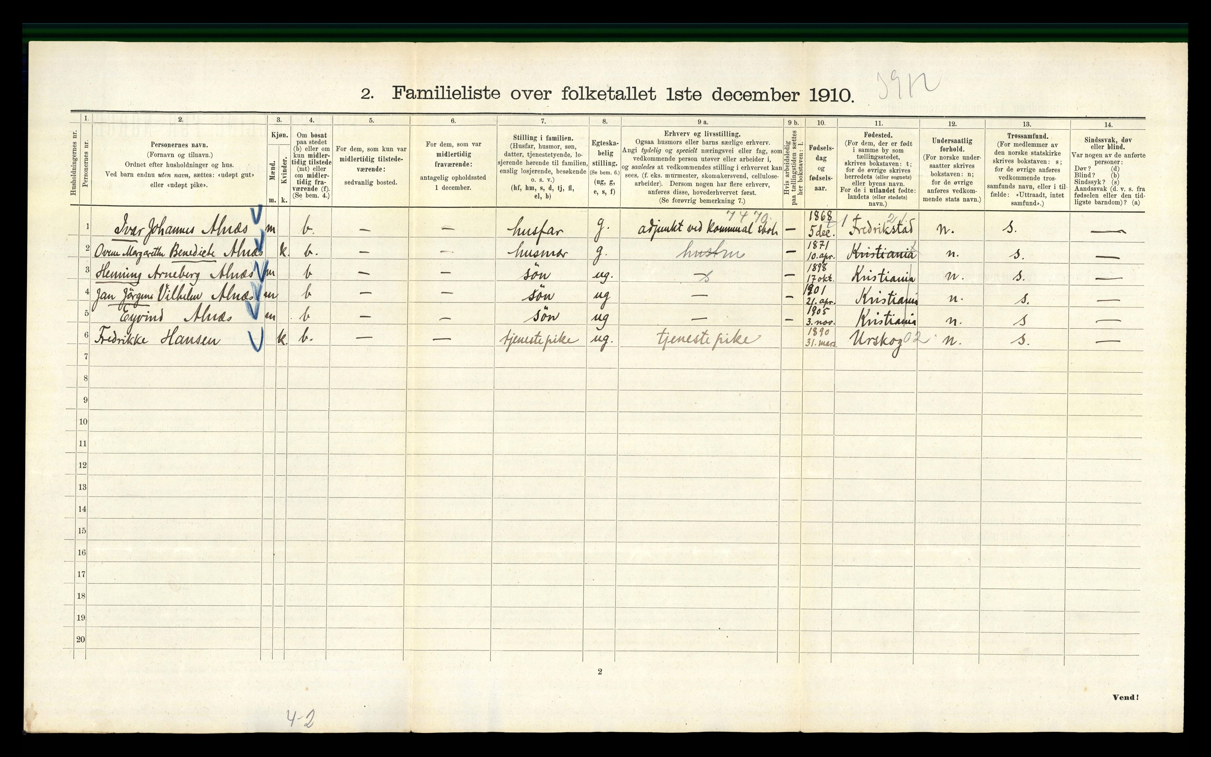 RA, 1910 census for Kristiania, 1910, p. 23674