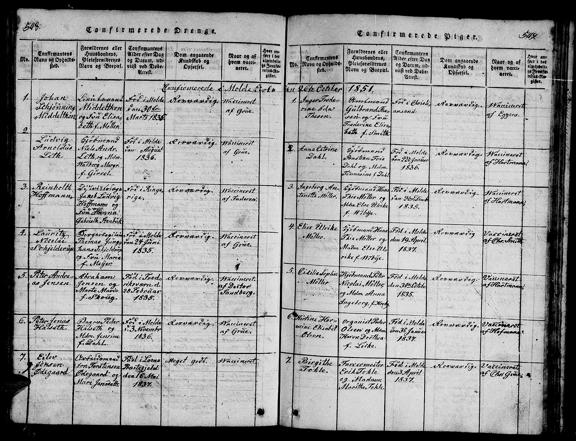 Ministerialprotokoller, klokkerbøker og fødselsregistre - Møre og Romsdal, AV/SAT-A-1454/558/L0700: Parish register (copy) no. 558C01, 1818-1868, p. 548-549