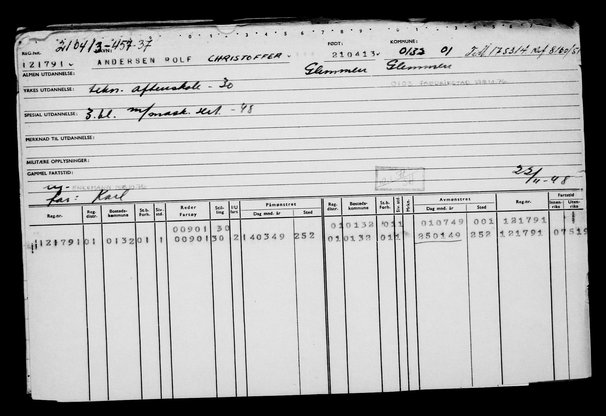 Direktoratet for sjømenn, AV/RA-S-3545/G/Gb/L0112: Hovedkort, 1913, p. 194