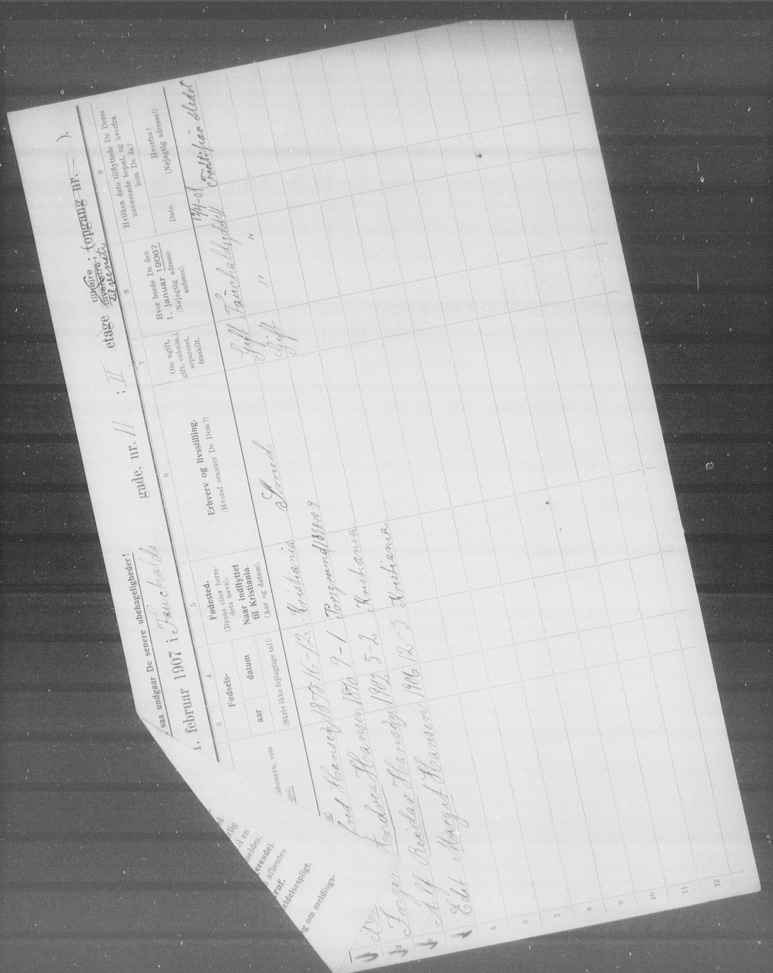 OBA, Municipal Census 1907 for Kristiania, 1907, p. 12116