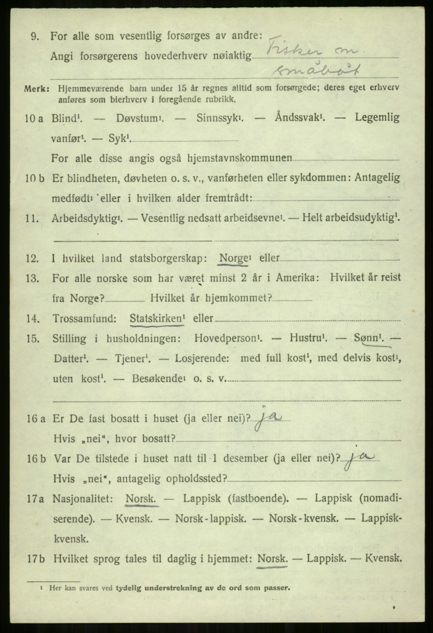 SATØ, 1920 census for Lavangen, 1920, p. 3384