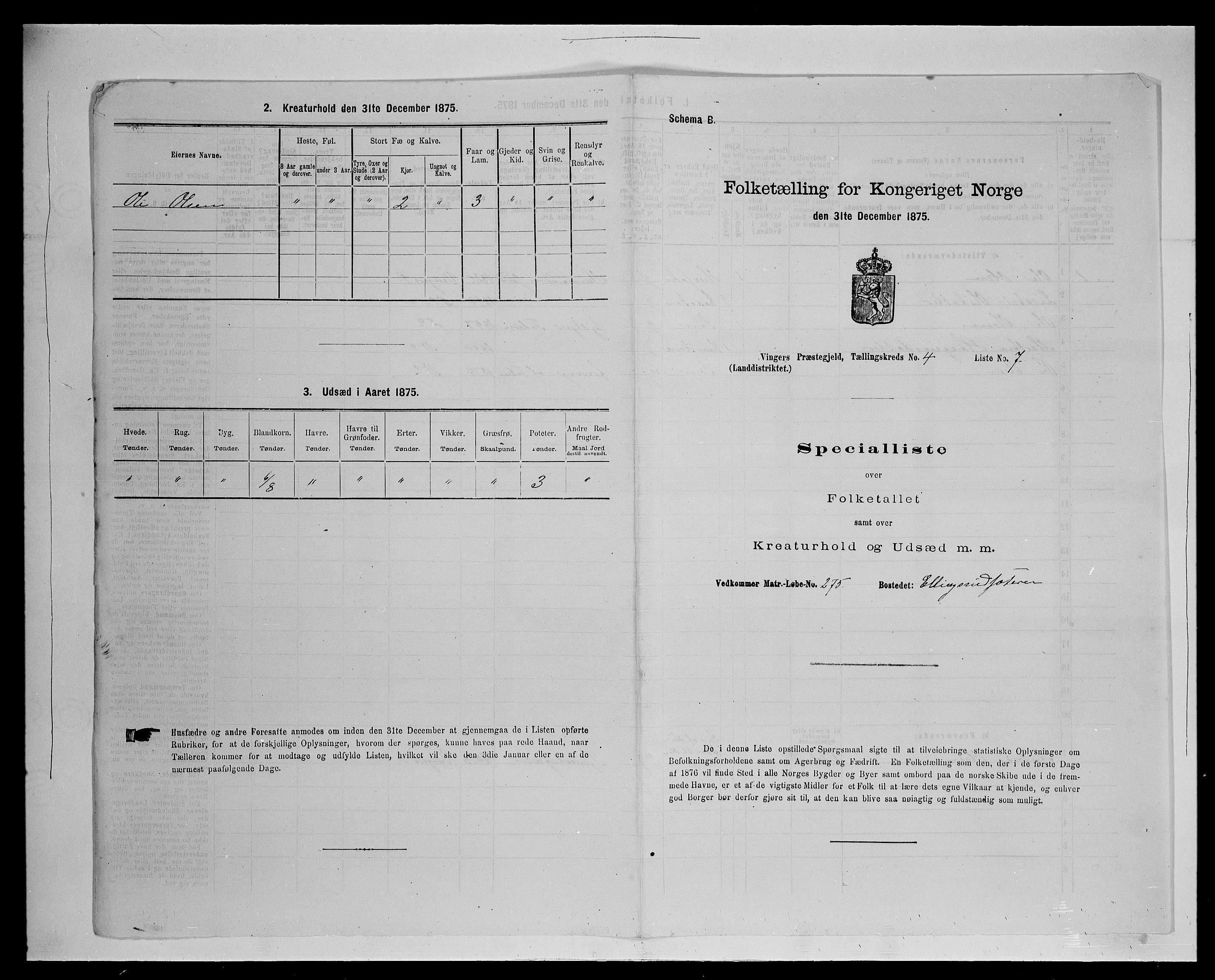 SAH, 1875 census for 0421L Vinger/Vinger og Austmarka, 1875, p. 610