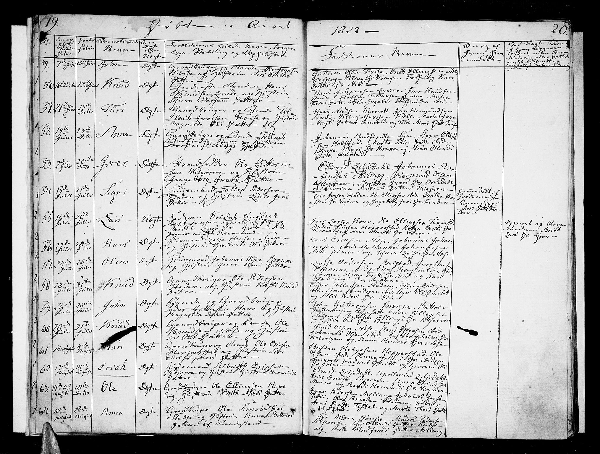 Vik sokneprestembete, SAB/A-81501: Parish register (official) no. A 6, 1821-1831, p. 19-20