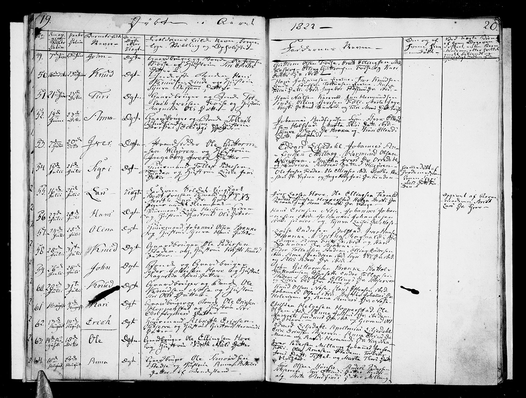 Vik sokneprestembete, AV/SAB-A-81501/H/Haa/Haaa/L0006: Parish register (official) no. A 6, 1821-1831, p. 19-20