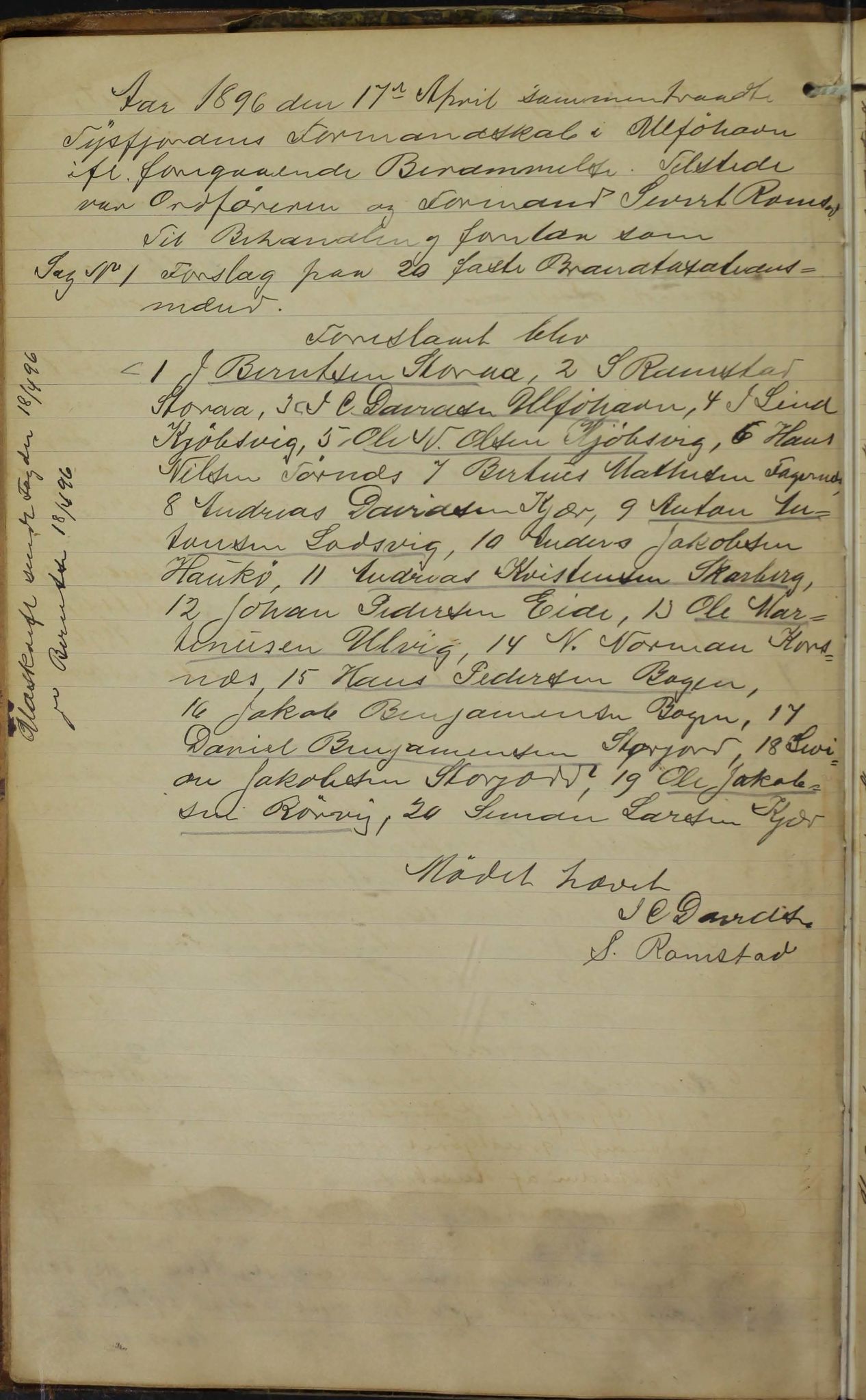 Tysfjord kommune. Formannskapet, AIN/K-18500.150/100/L0002: Forhandlingsprotokoll for Tysfjordens formandskap, 1895-1912, p. 8b