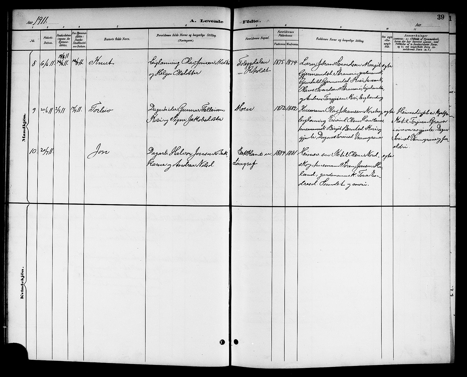 Kviteseid kirkebøker, SAKO/A-276/G/Gc/L0001: Parish register (copy) no. III 1, 1893-1916, p. 39
