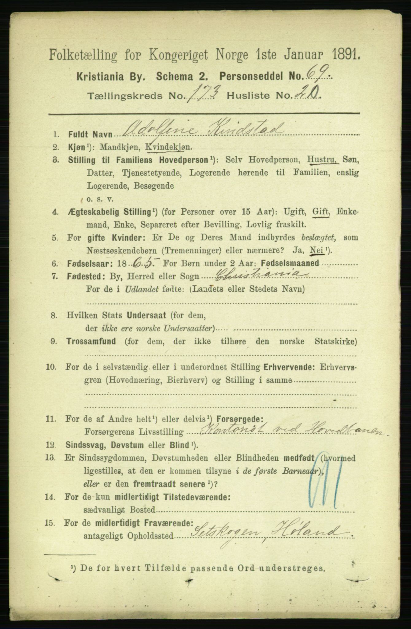 RA, 1891 census for 0301 Kristiania, 1891, p. 103822