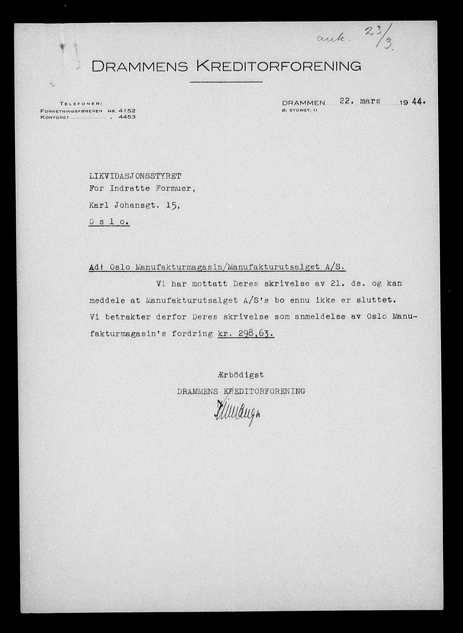 Justisdepartementet, Tilbakeføringskontoret for inndratte formuer, RA/S-1564/H/Hc/Hcc/L0957: --, 1945-1947, p. 276