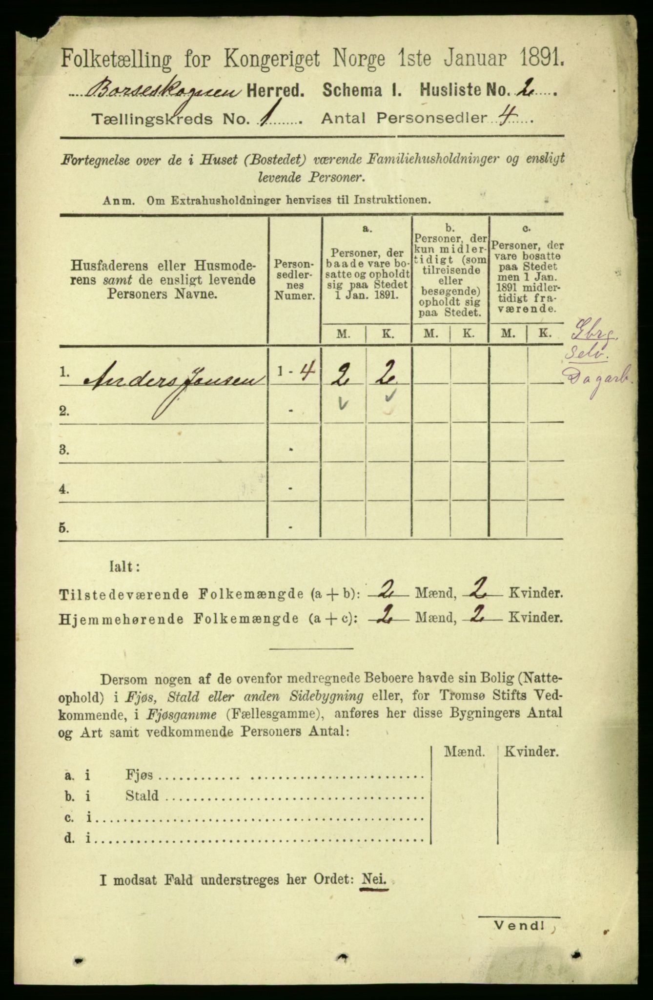 RA, 1891 census for 1657 Børseskogn, 1891, p. 17