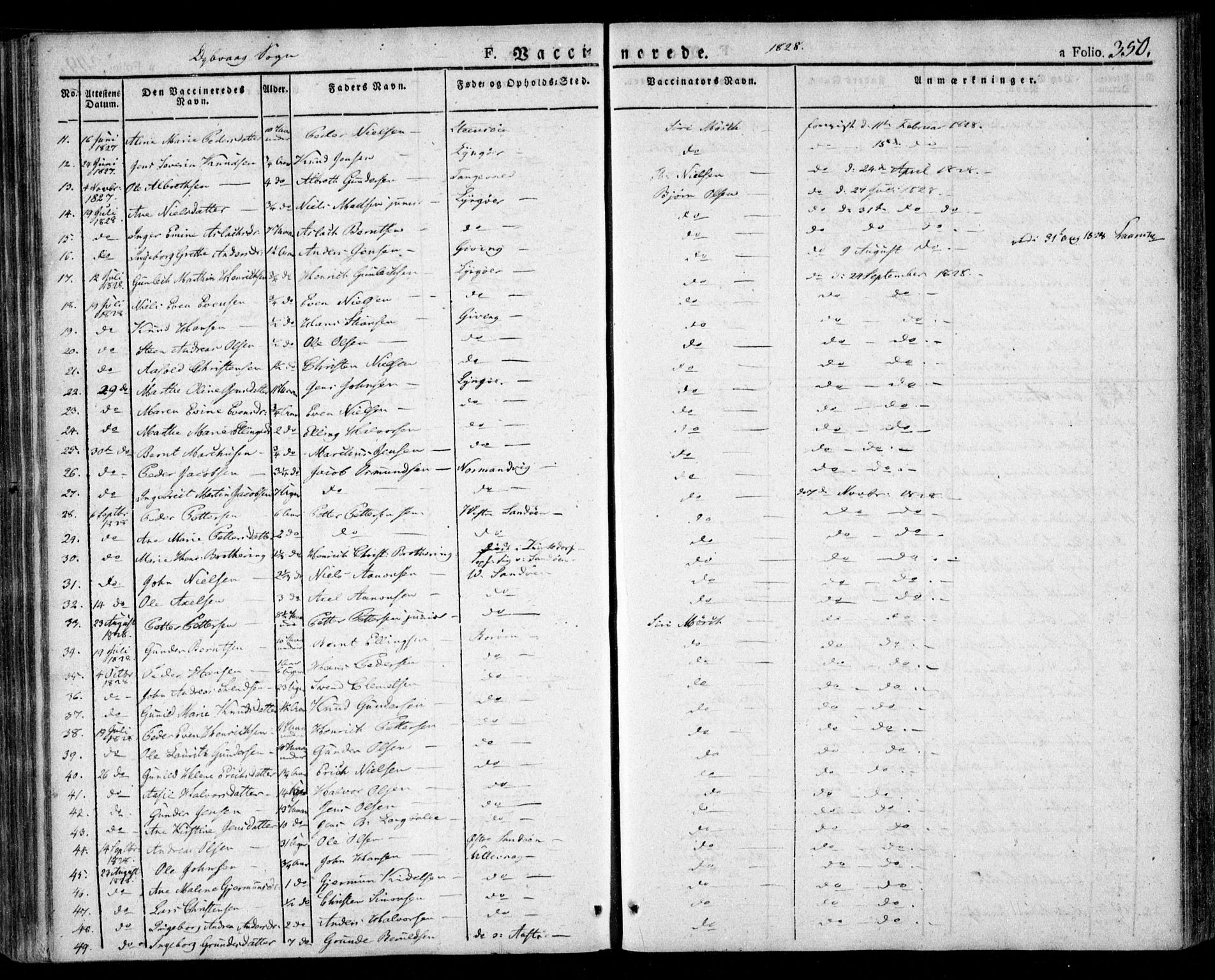 Dypvåg sokneprestkontor, SAK/1111-0007/F/Fa/Faa/L0004: Parish register (official) no. A 4, 1824-1840, p. 350