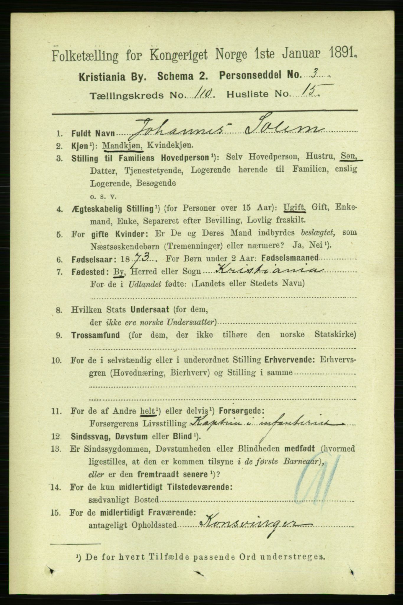 RA, 1891 census for 0301 Kristiania, 1891, p. 57510