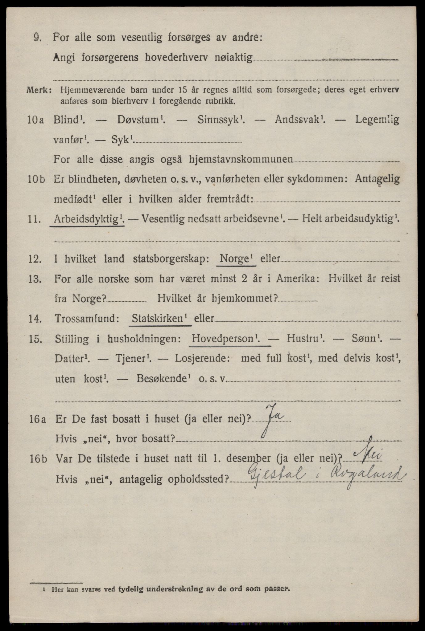 SAST, 1920 census for Ogna, 1920, p. 2442