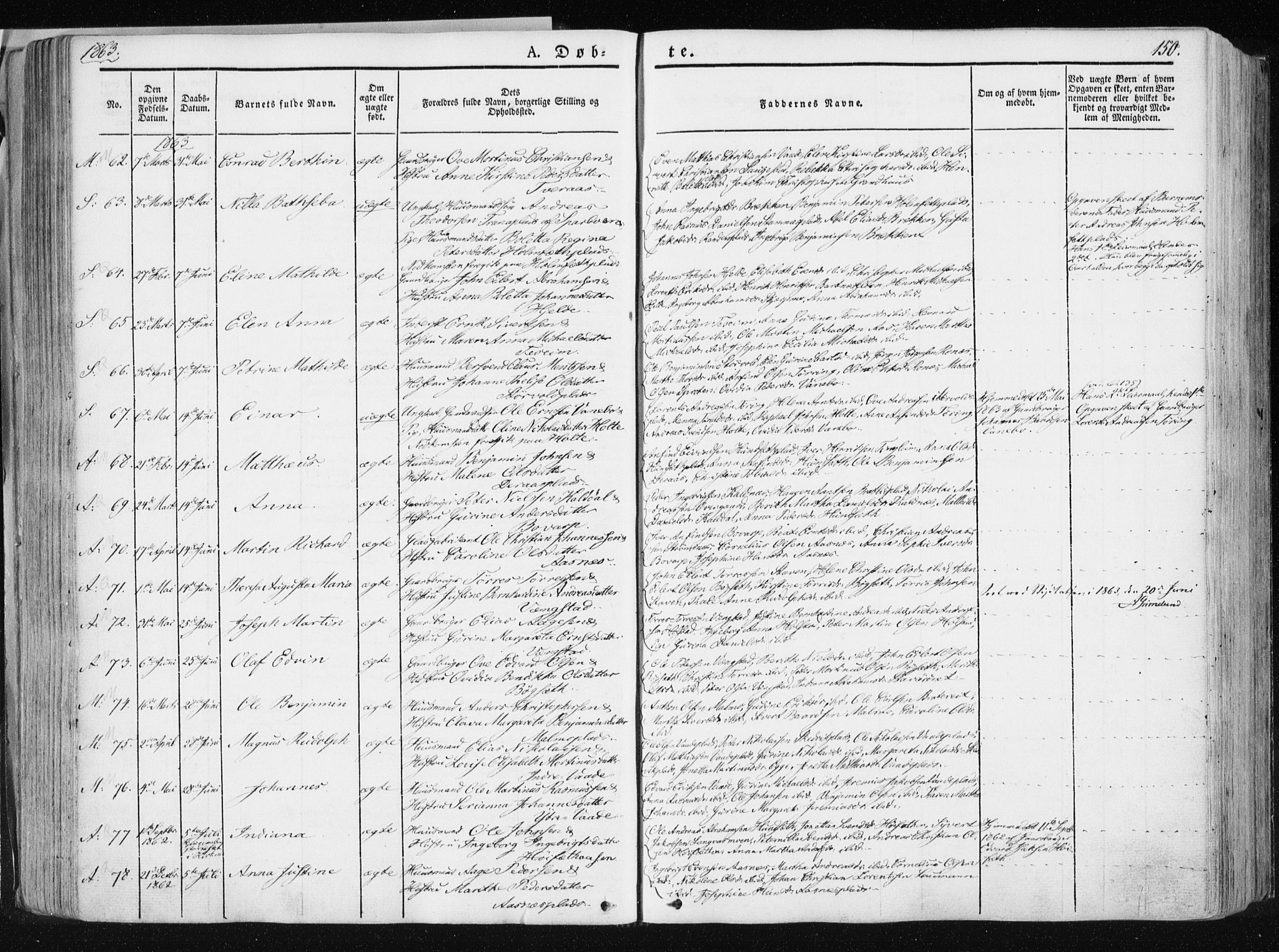 Ministerialprotokoller, klokkerbøker og fødselsregistre - Nord-Trøndelag, SAT/A-1458/741/L0393: Parish register (official) no. 741A07, 1849-1863, p. 150