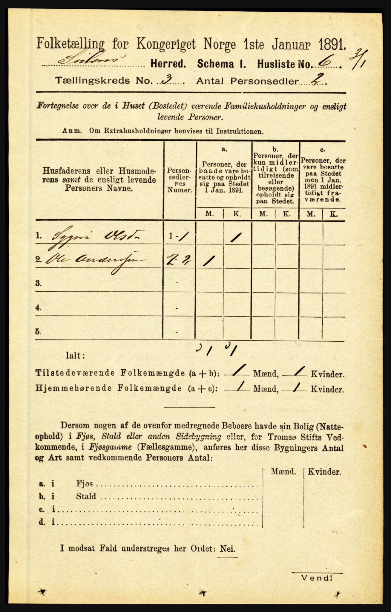 RA, 1891 census for 1412 Solund, 1891, p. 1088