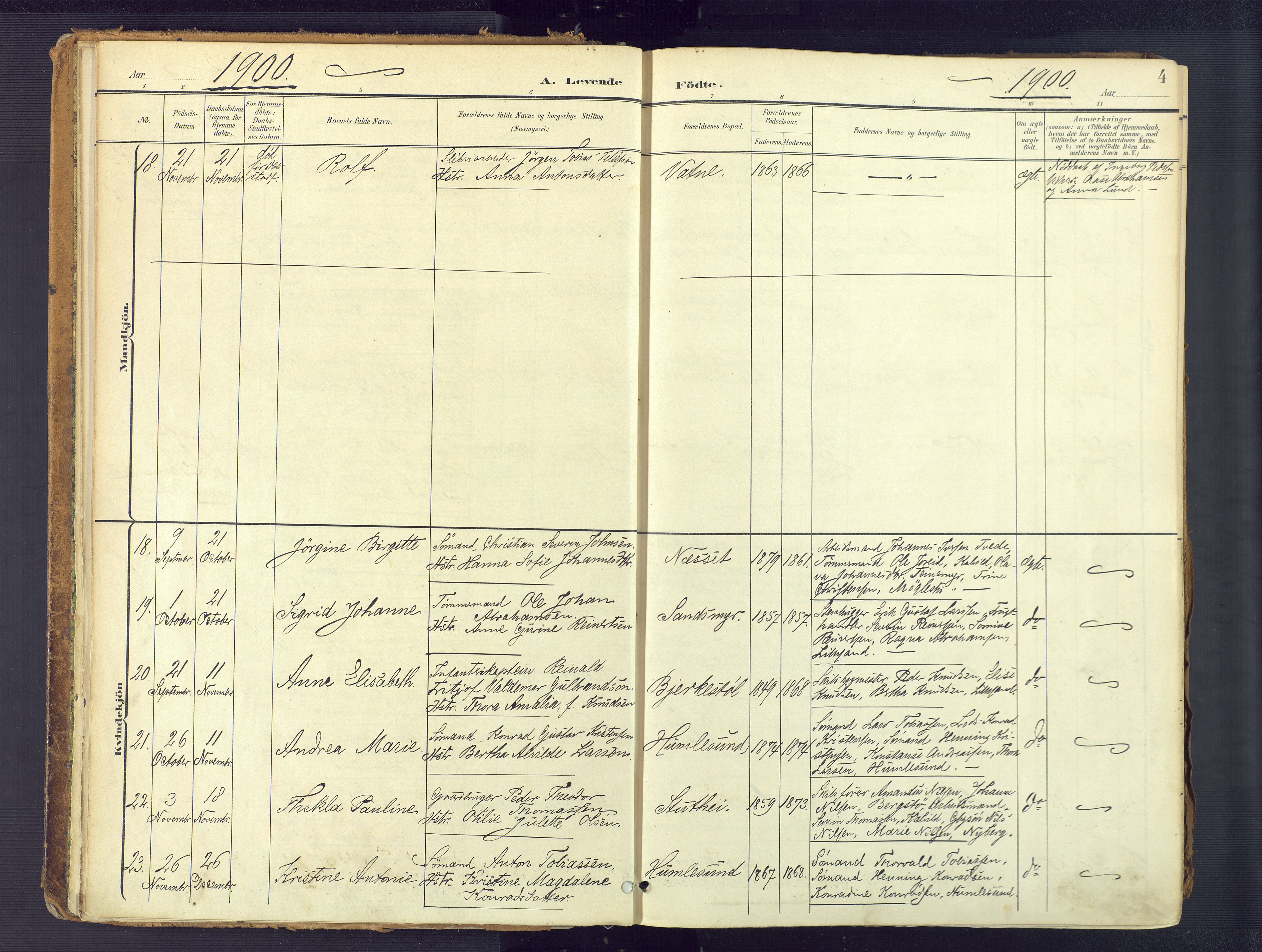 Vestre Moland sokneprestkontor, SAK/1111-0046/F/Fa/Fab/L0010: Parish register (official) no. A 10, 1900-1926, p. 4