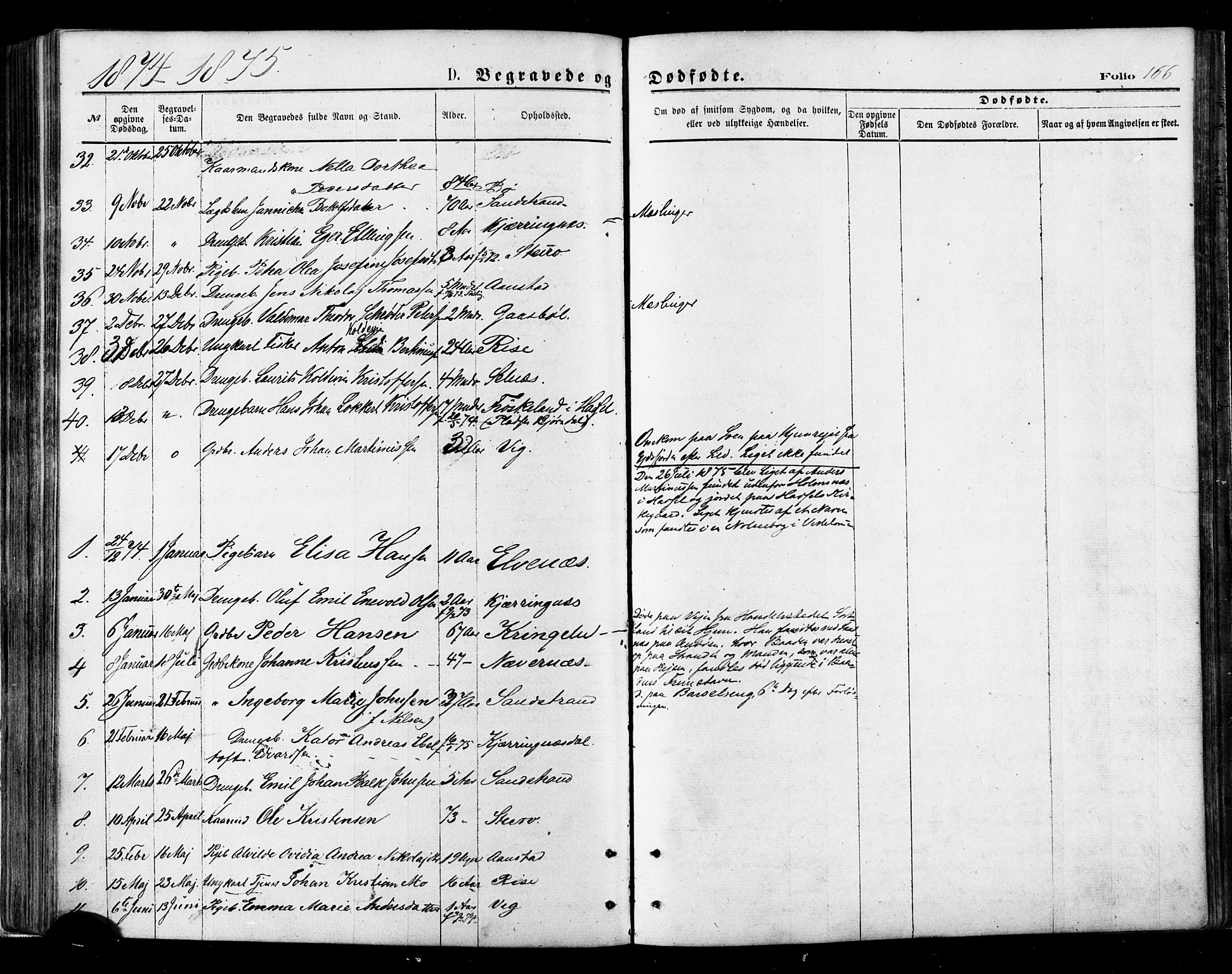 Ministerialprotokoller, klokkerbøker og fødselsregistre - Nordland, AV/SAT-A-1459/895/L1370: Parish register (official) no. 895A05, 1873-1884, p. 166