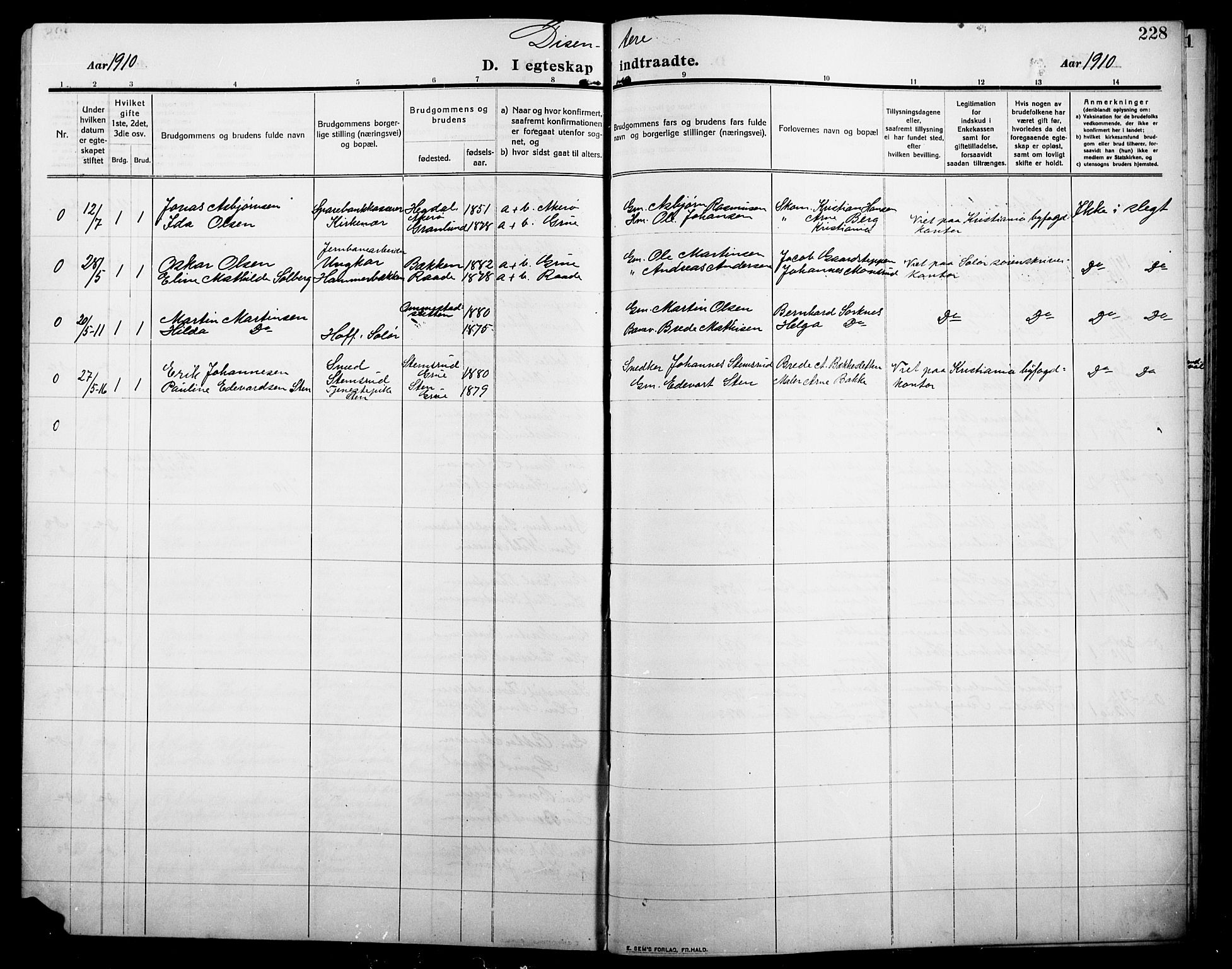 Grue prestekontor, SAH/PREST-036/H/Ha/Hab/L0007: Parish register (copy) no. 7, 1910-1920, p. 228