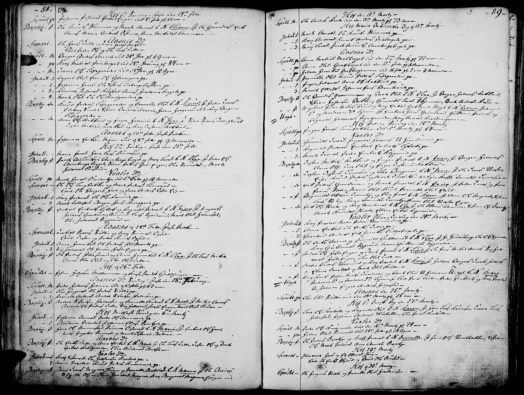 Hof prestekontor, AV/SAH-PREST-038/H/Ha/Haa/L0004: Parish register (official) no. 4, 1790-1815, p. 88-89