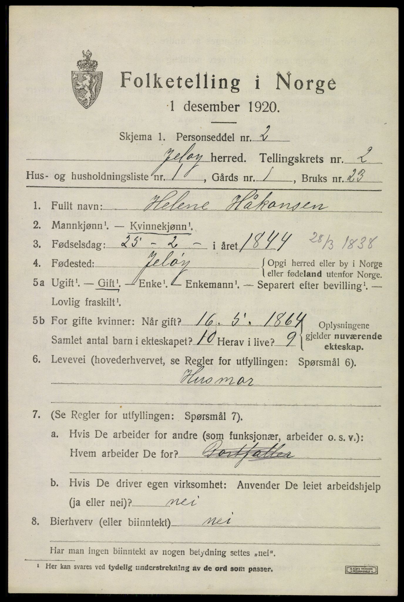 SAO, 1920 census for Moss land district, 1920, p. 1965