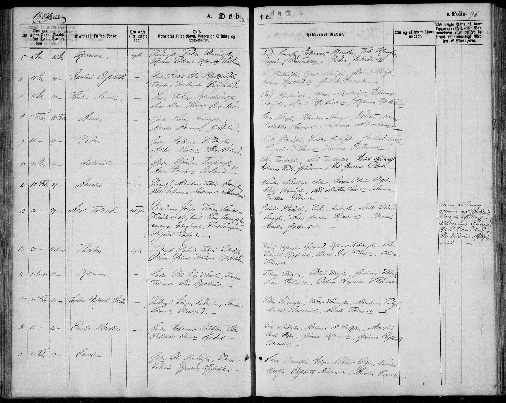 Sør-Audnedal sokneprestkontor, AV/SAK-1111-0039/F/Fa/Fab/L0007: Parish register (official) no. A 7, 1855-1876, p. 96