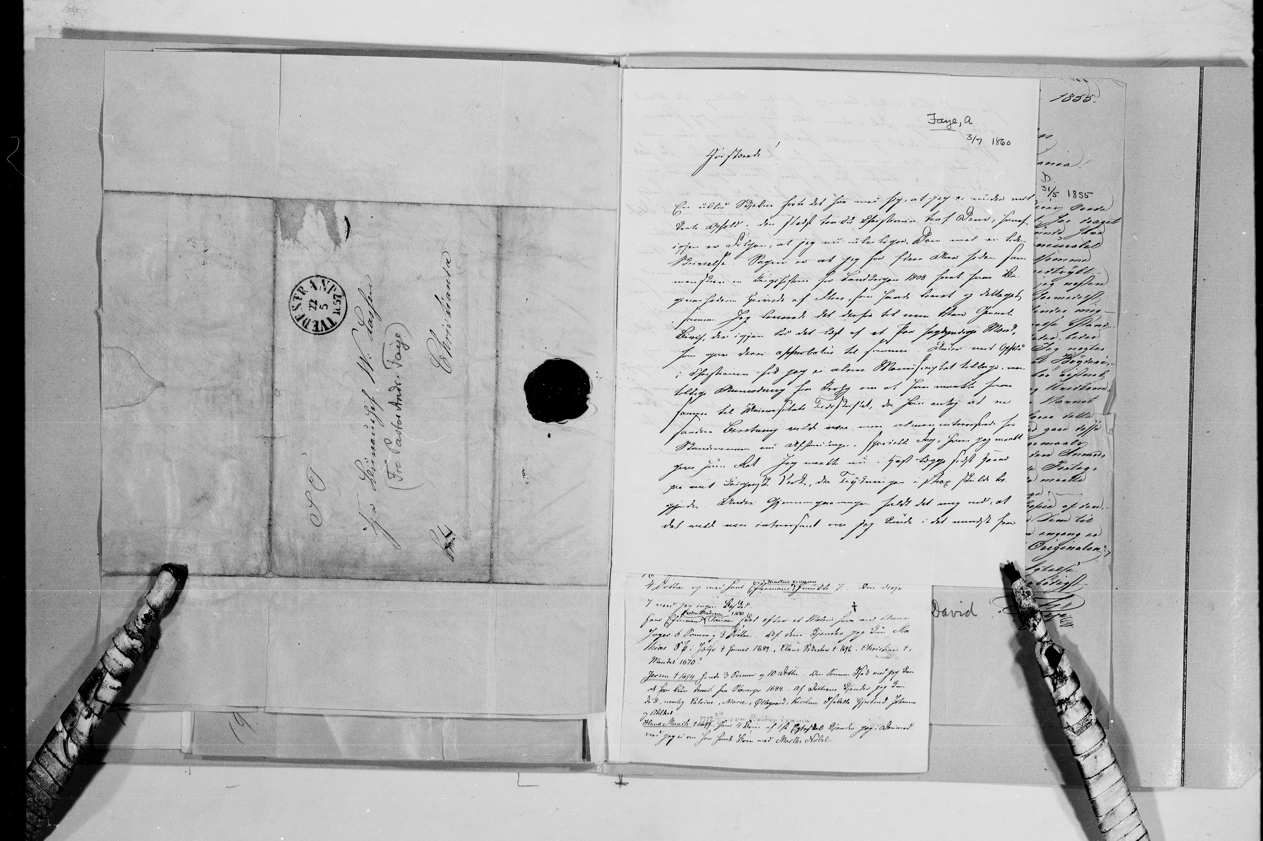 Lassens samlinger, AV/RA-PA-0051/G/L0097: Alfabetisk ordnede brev til Wilhelm Lassen: Fabritius - Grønvold, 1815-1907, p. 17