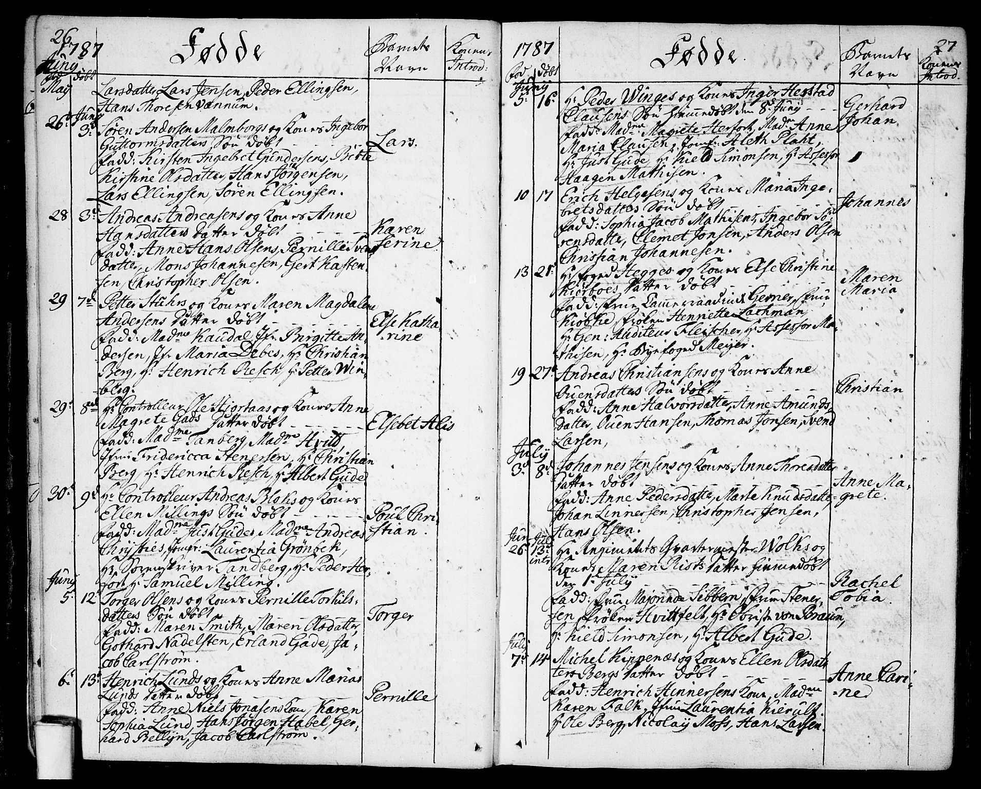 Moss prestekontor Kirkebøker, SAO/A-2003/F/Fa/L0004: Parish register (official) no. I 4, 1784-1808, p. 26-27