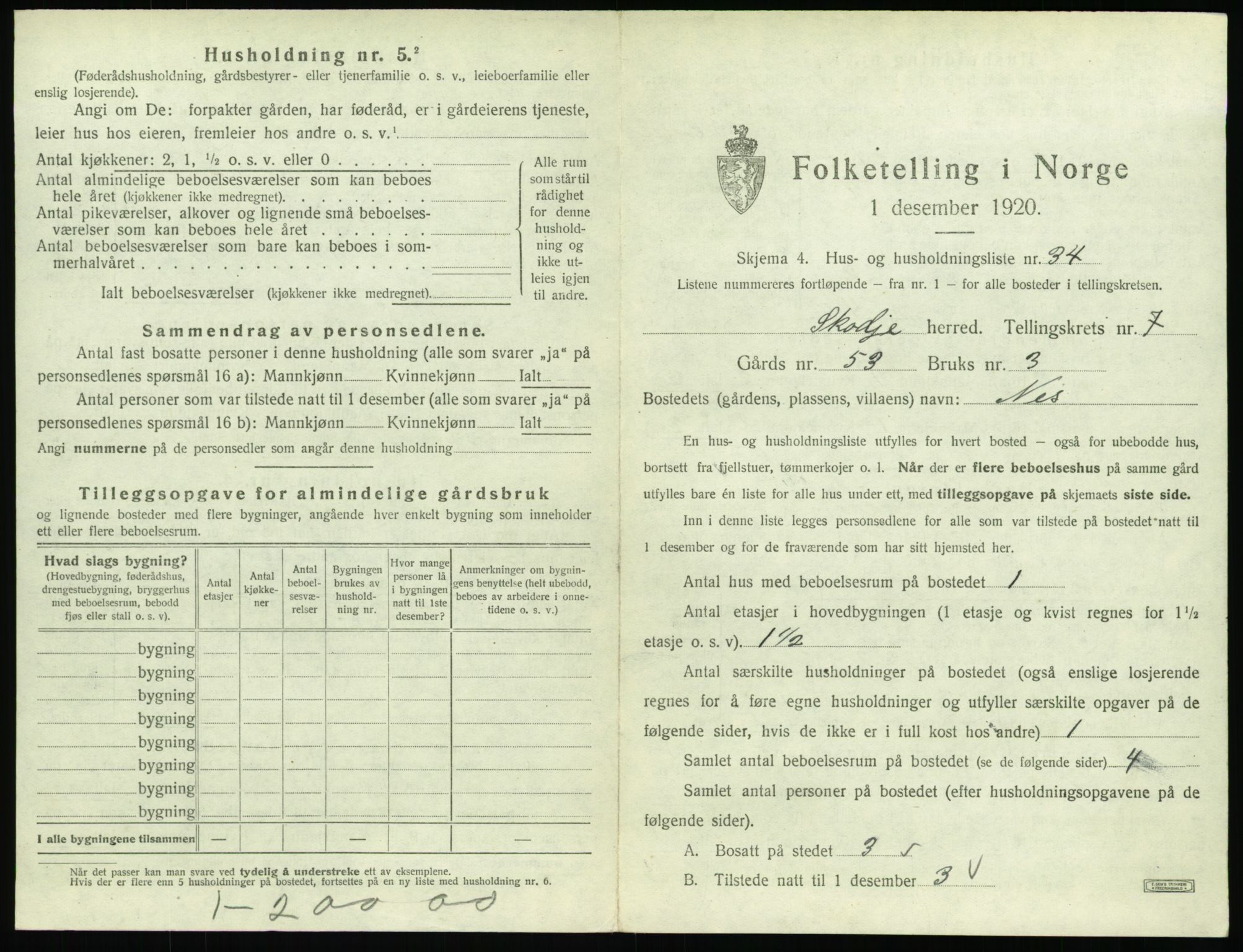 SAT, 1920 census for Skodje, 1920, p. 531