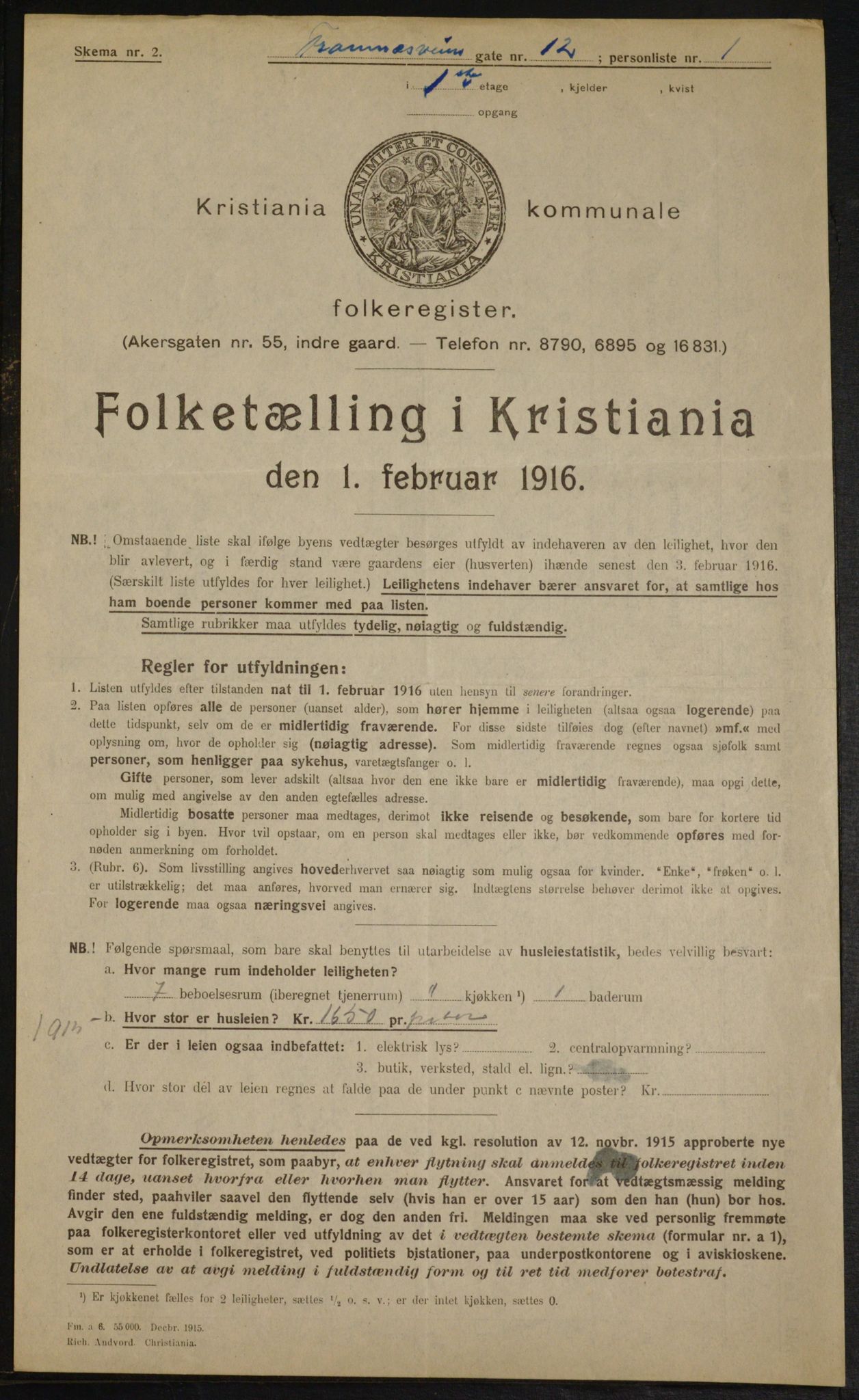 OBA, Municipal Census 1916 for Kristiania, 1916, p. 25885