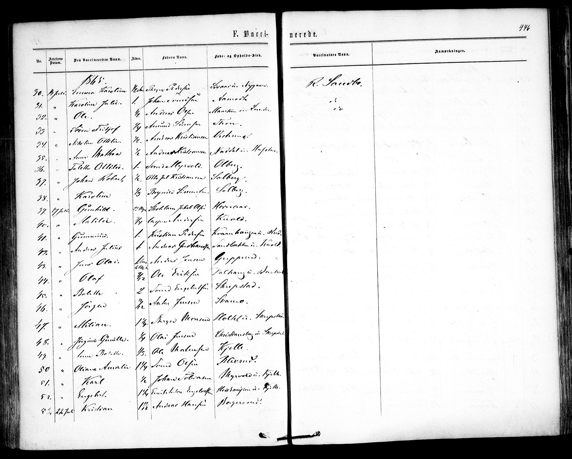 Høland prestekontor Kirkebøker, AV/SAO-A-10346a/F/Fa/L0011: Parish register (official) no. I 11, 1862-1869, p. 446