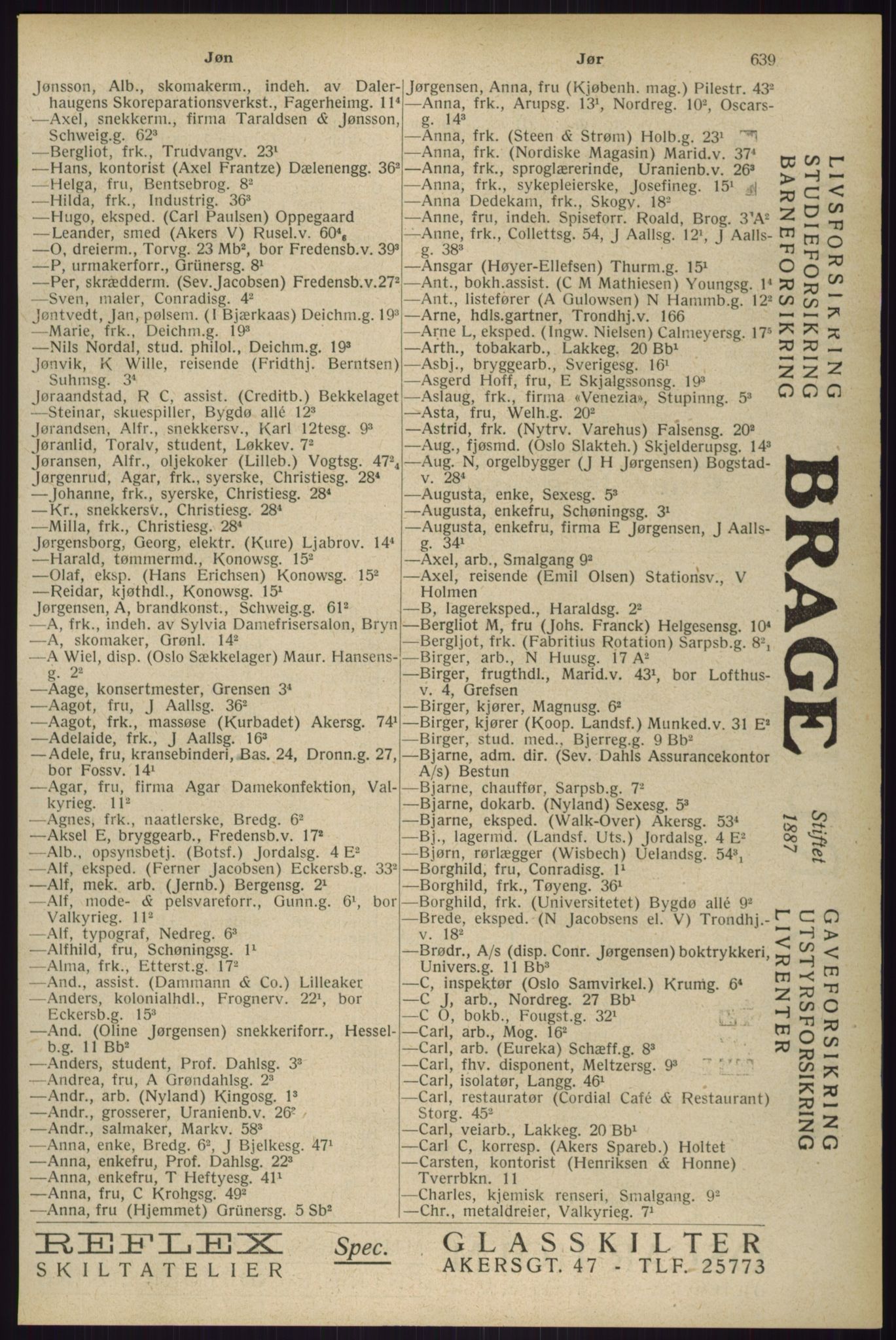 Kristiania/Oslo adressebok, PUBL/-, 1929, p. 639