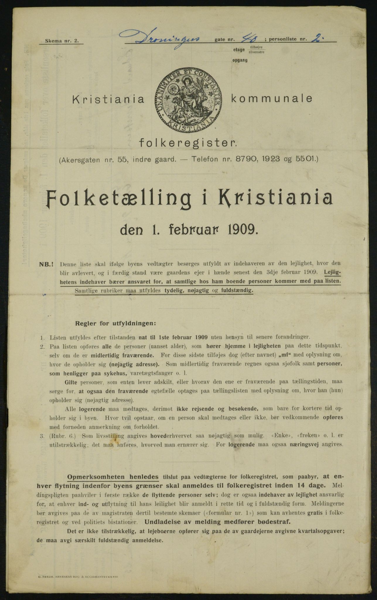 OBA, Municipal Census 1909 for Kristiania, 1909, p. 15872