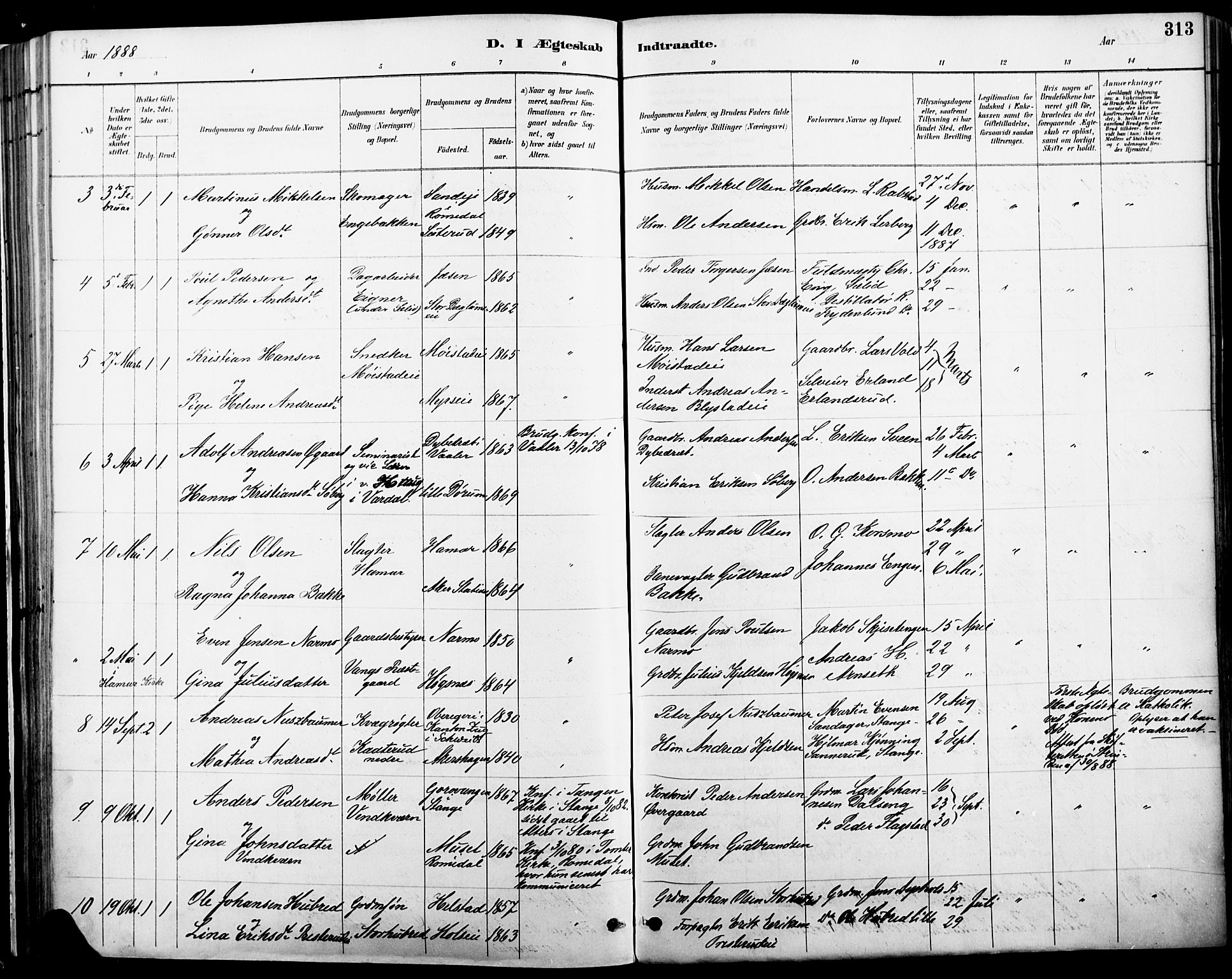 Vang prestekontor, Hedmark, AV/SAH-PREST-008/H/Ha/Haa/L0019A: Parish register (official) no. 19, 1886-1900, p. 313