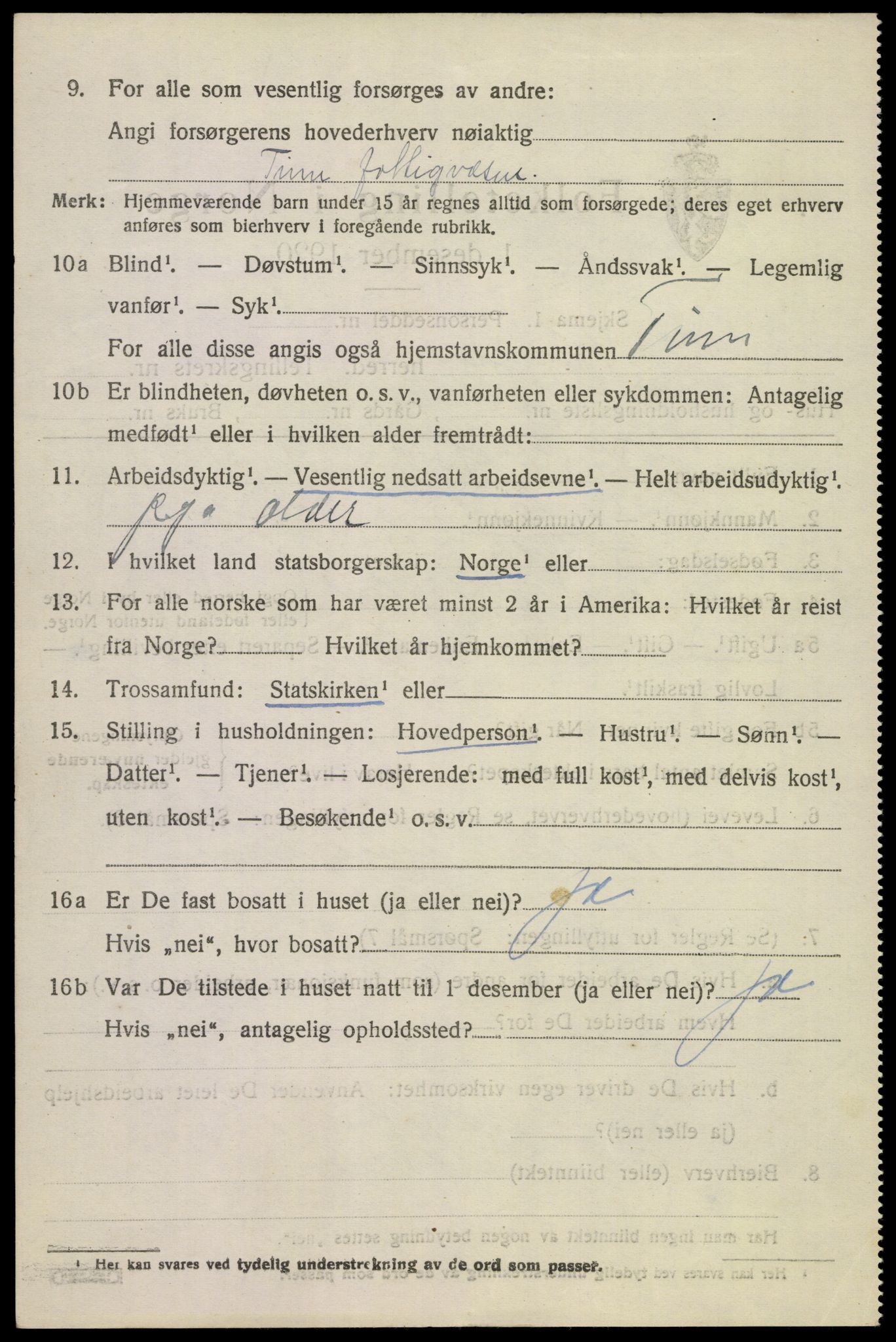 SAKO, 1920 census for Tinn, 1920, p. 4459