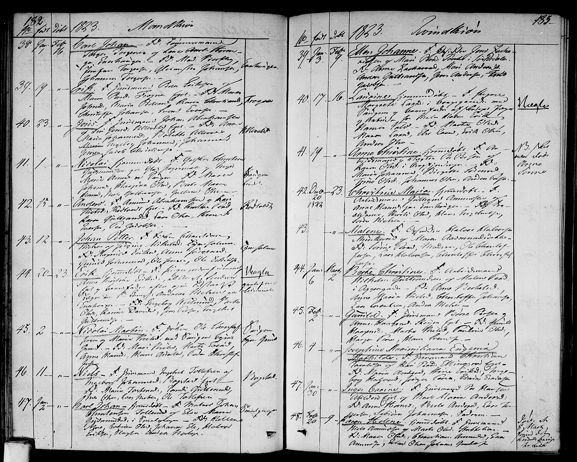 Aker prestekontor kirkebøker, SAO/A-10861/F/L0012: Parish register (official) no. 12, 1819-1828, p. 182-183